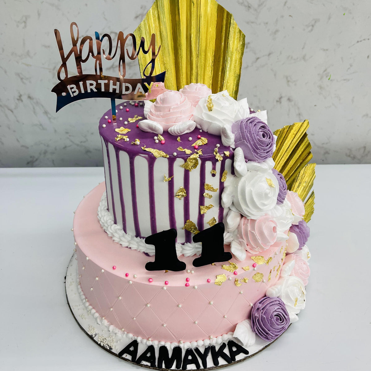 Purple Ribbon Cake – Bento Cakes Noida