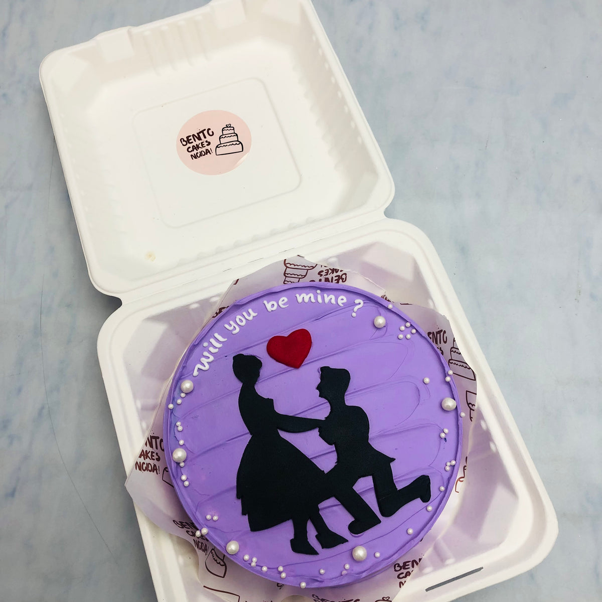 Proposing Couple Theme Purple Bento – Bento Cakes Noida