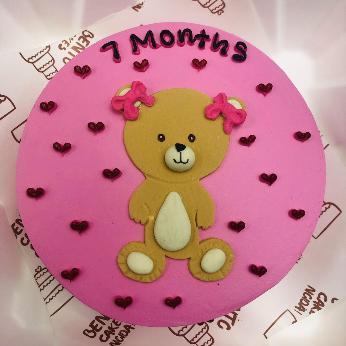 Baby Teddy Pink Birthday Cake – Bento Cakes Noida