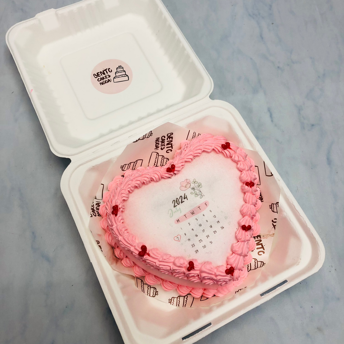 Pink Heart Fire Bento Cake – Bento Cakes Noida