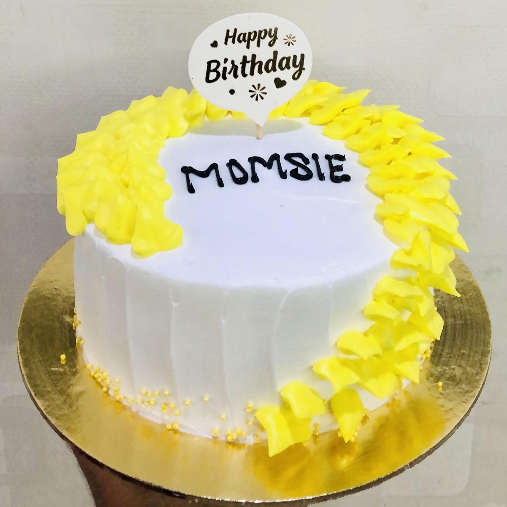 Yellow Flowers White Cake
