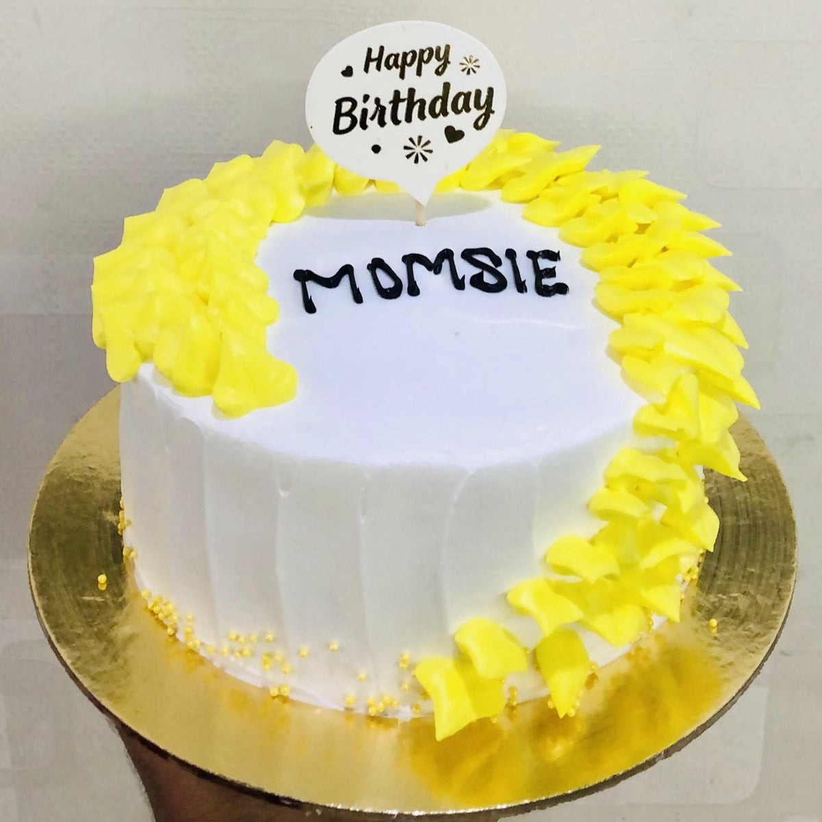 Yellow Flowers White Cake