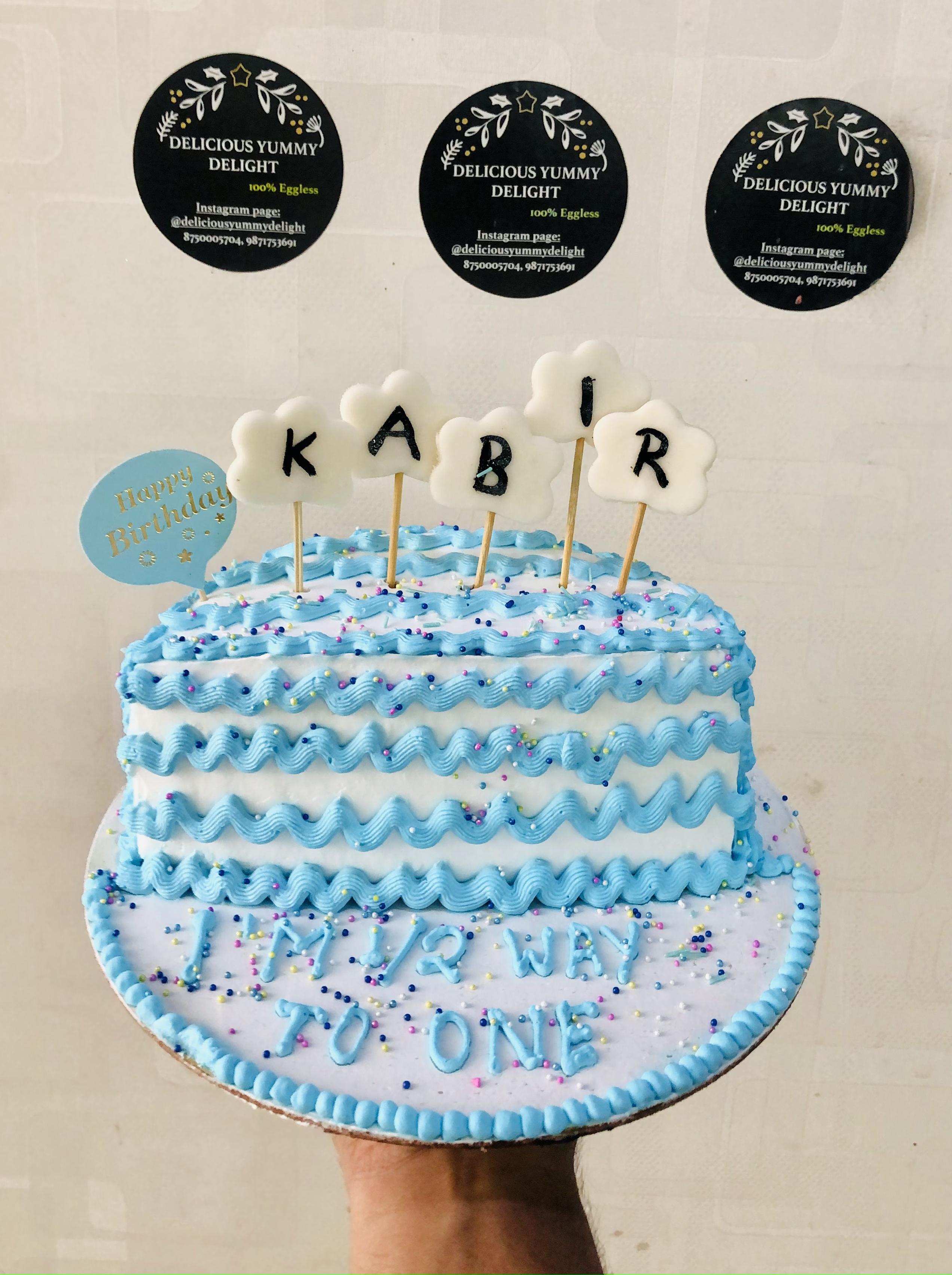 Blue Cream Half Cake