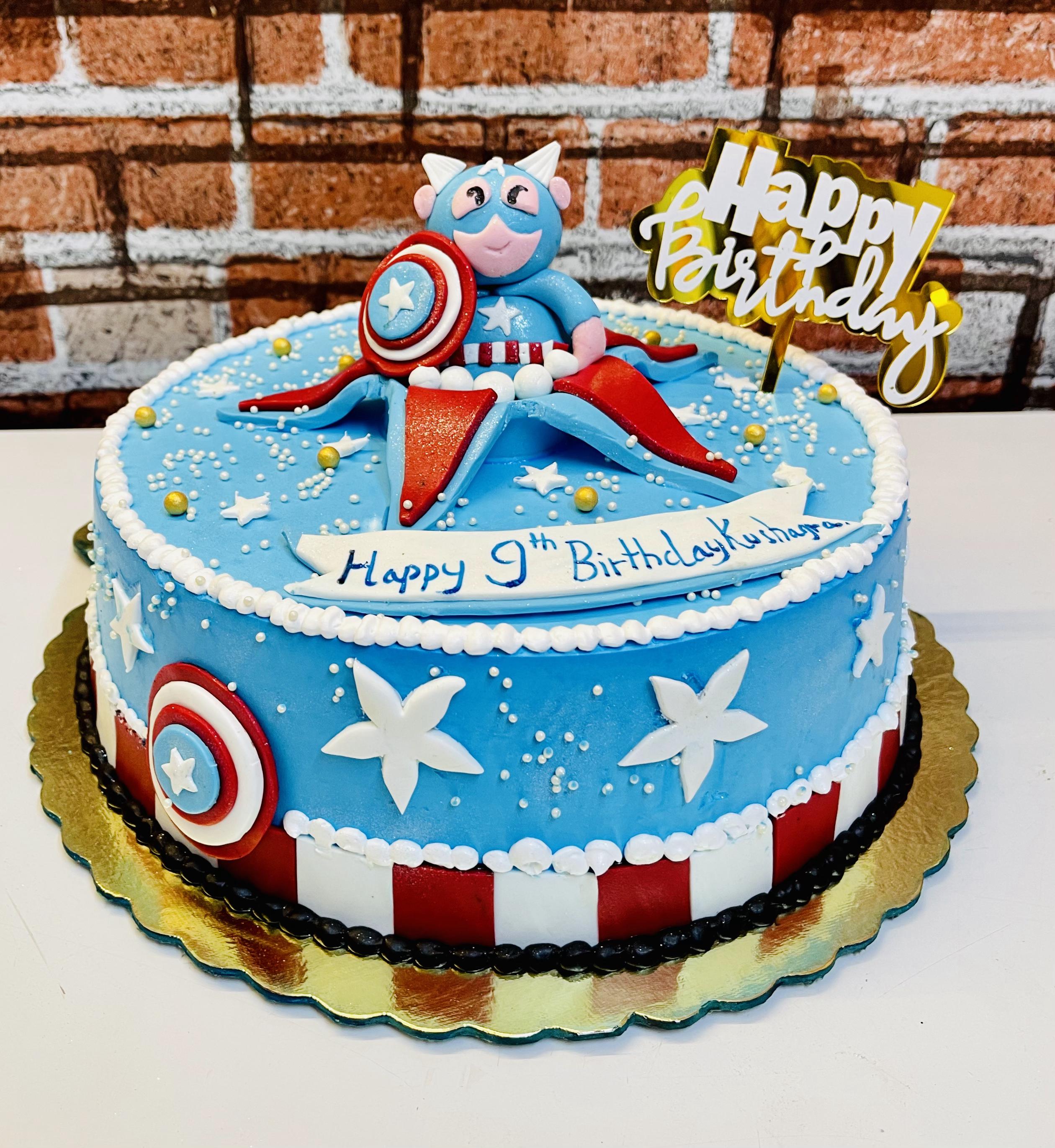 Avenger Theme Blue Birthday Cake
