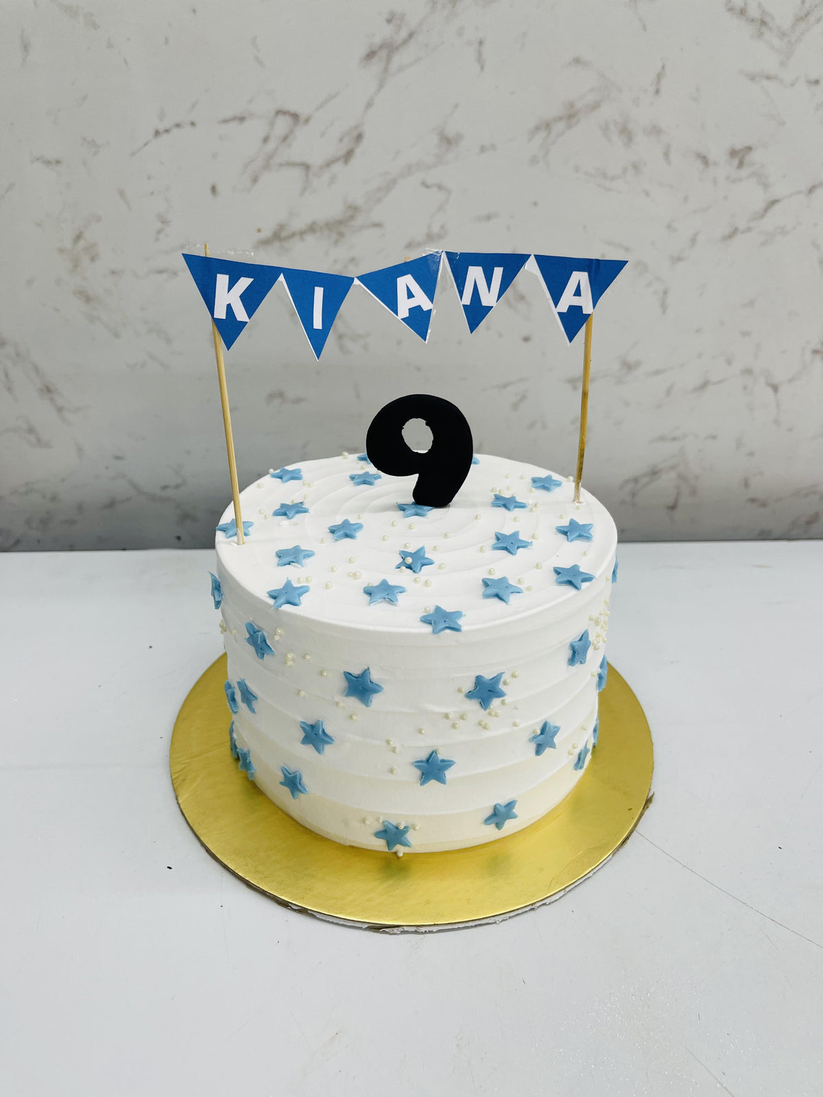 Blue Stars White Cake