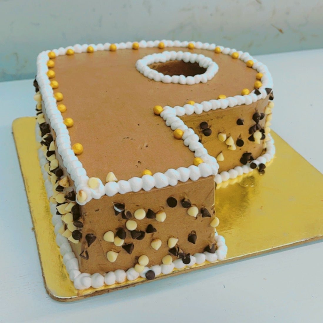 Brown Monogram Cake