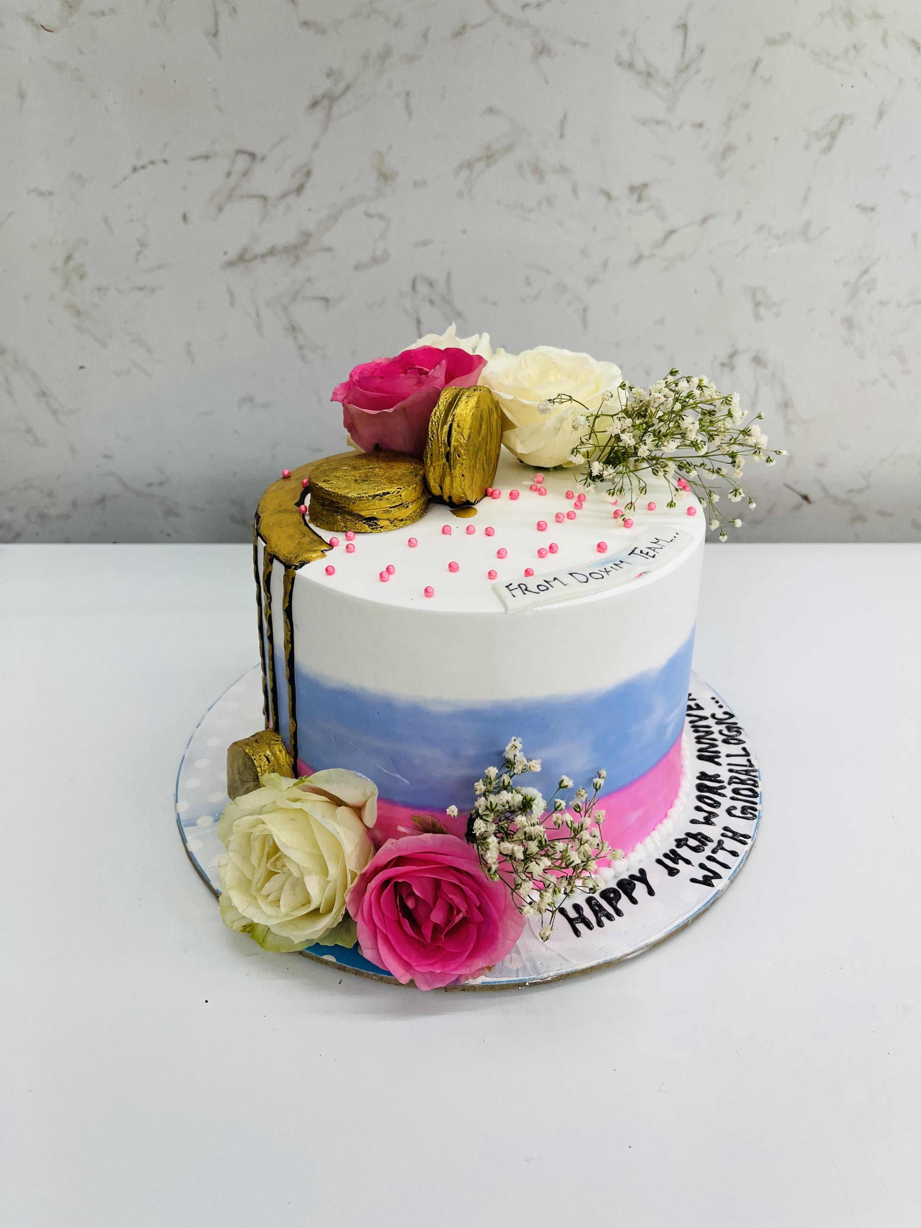 Pink And White Rose Cake