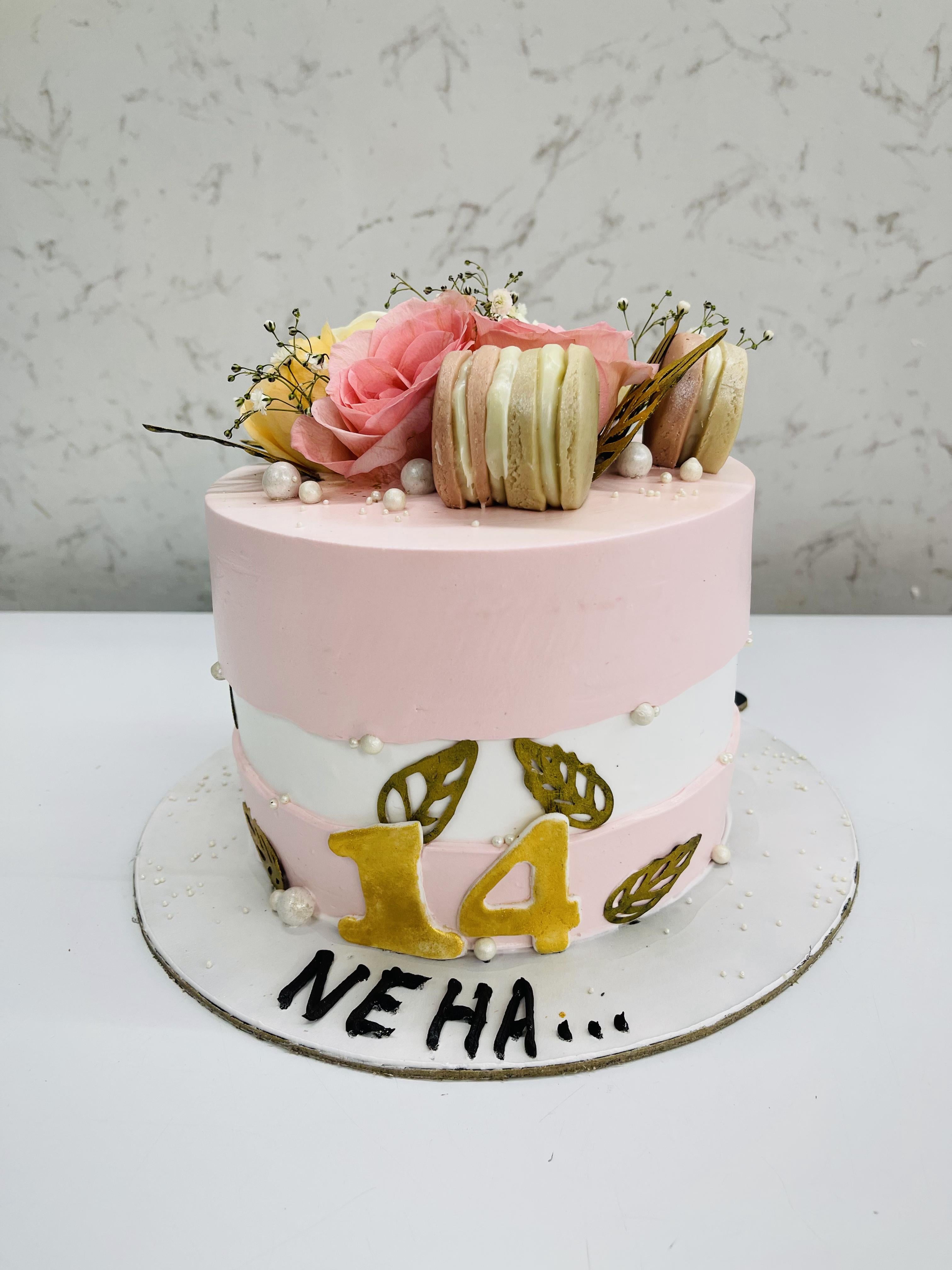 Yellow Pink Roses Cake