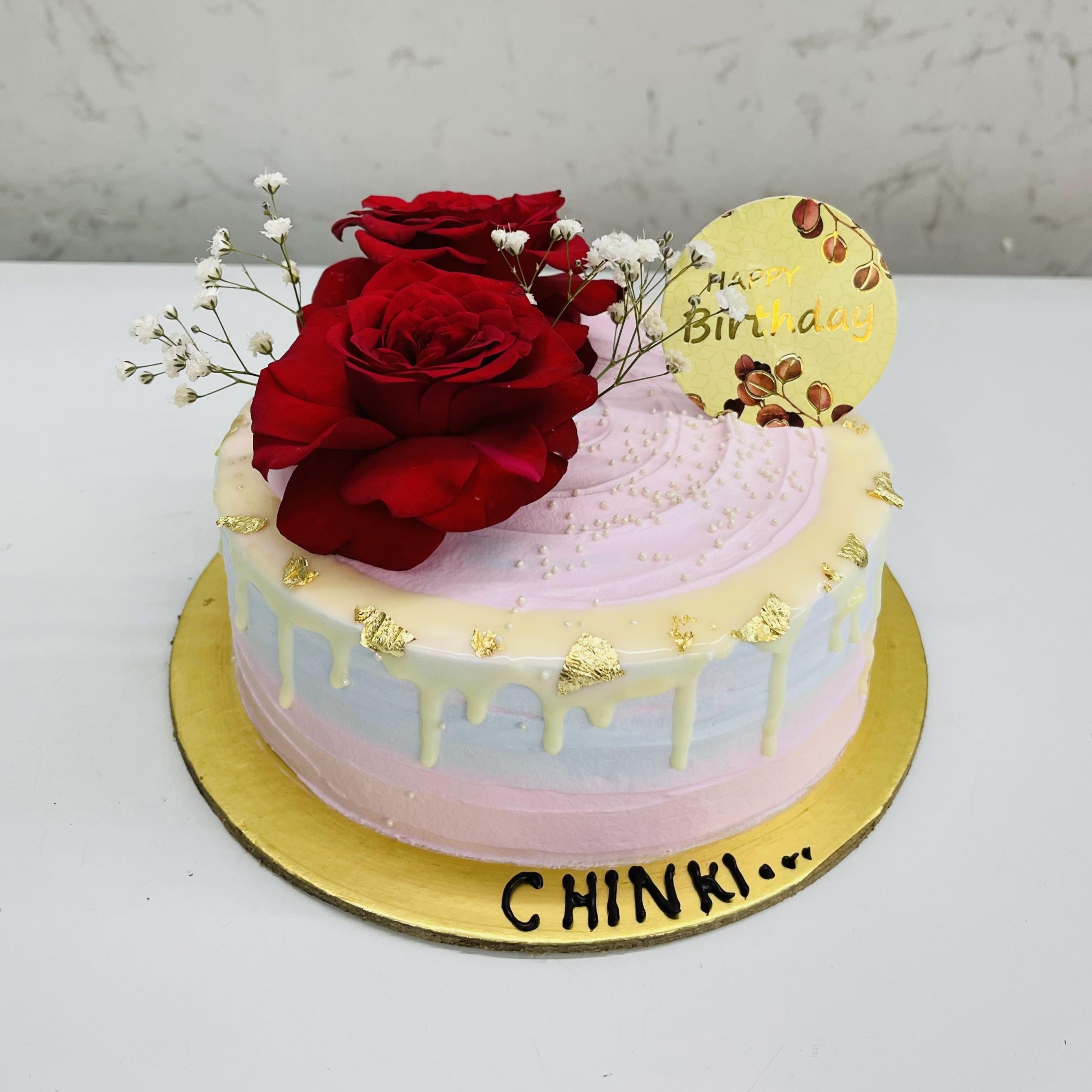 Rose Decor On Aesthetic Cake
