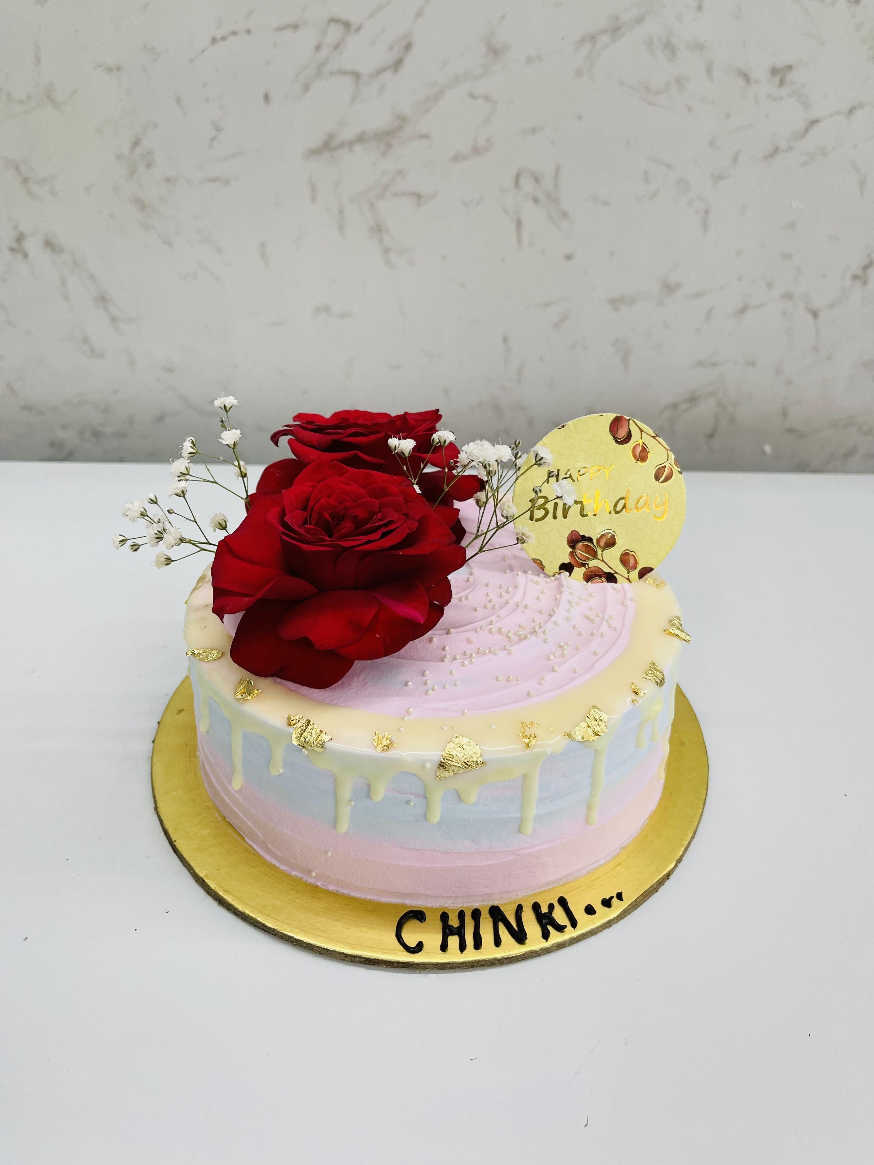 Red Roses Colorful Cake