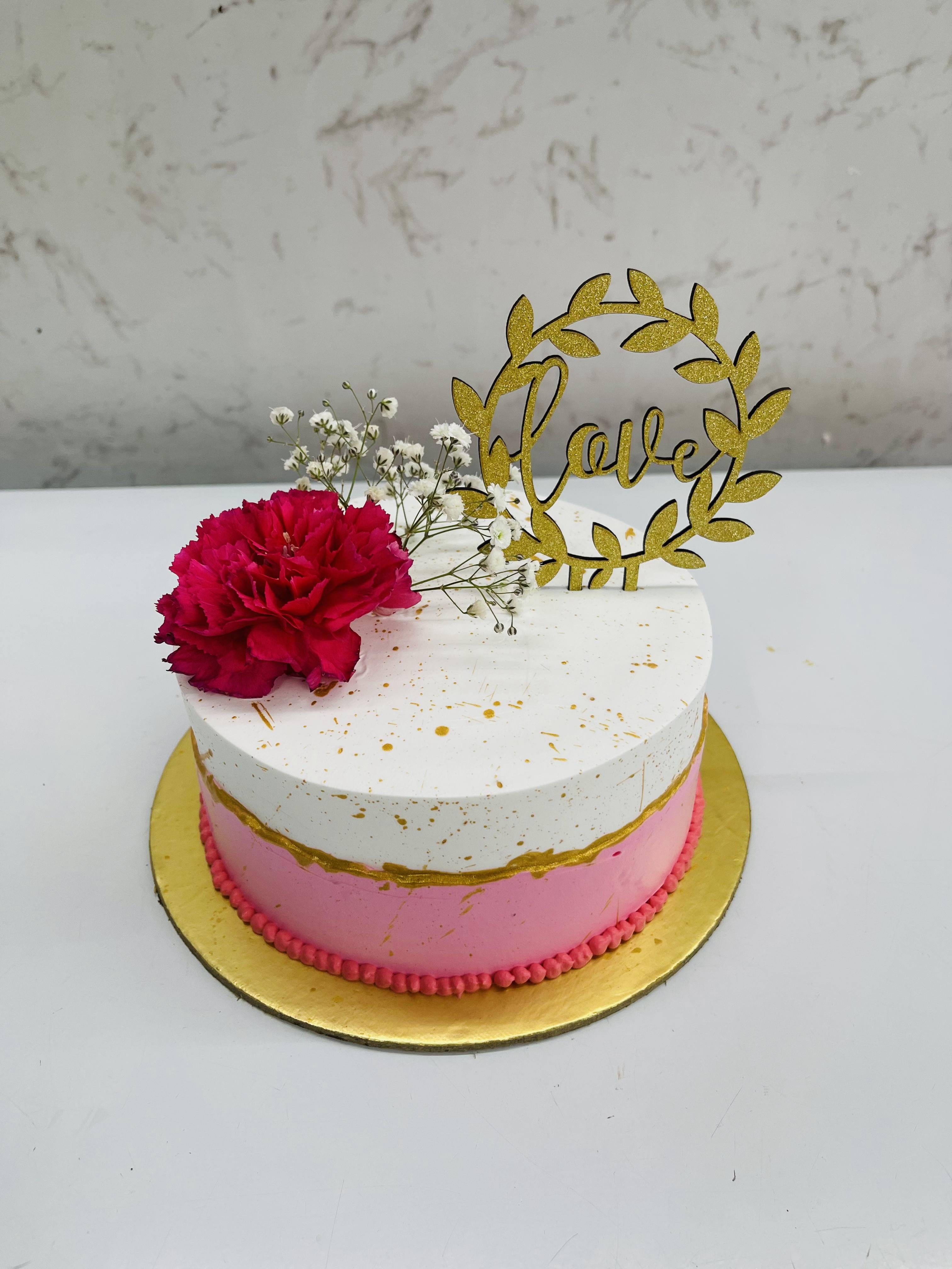 Love Theme Flowers Cake