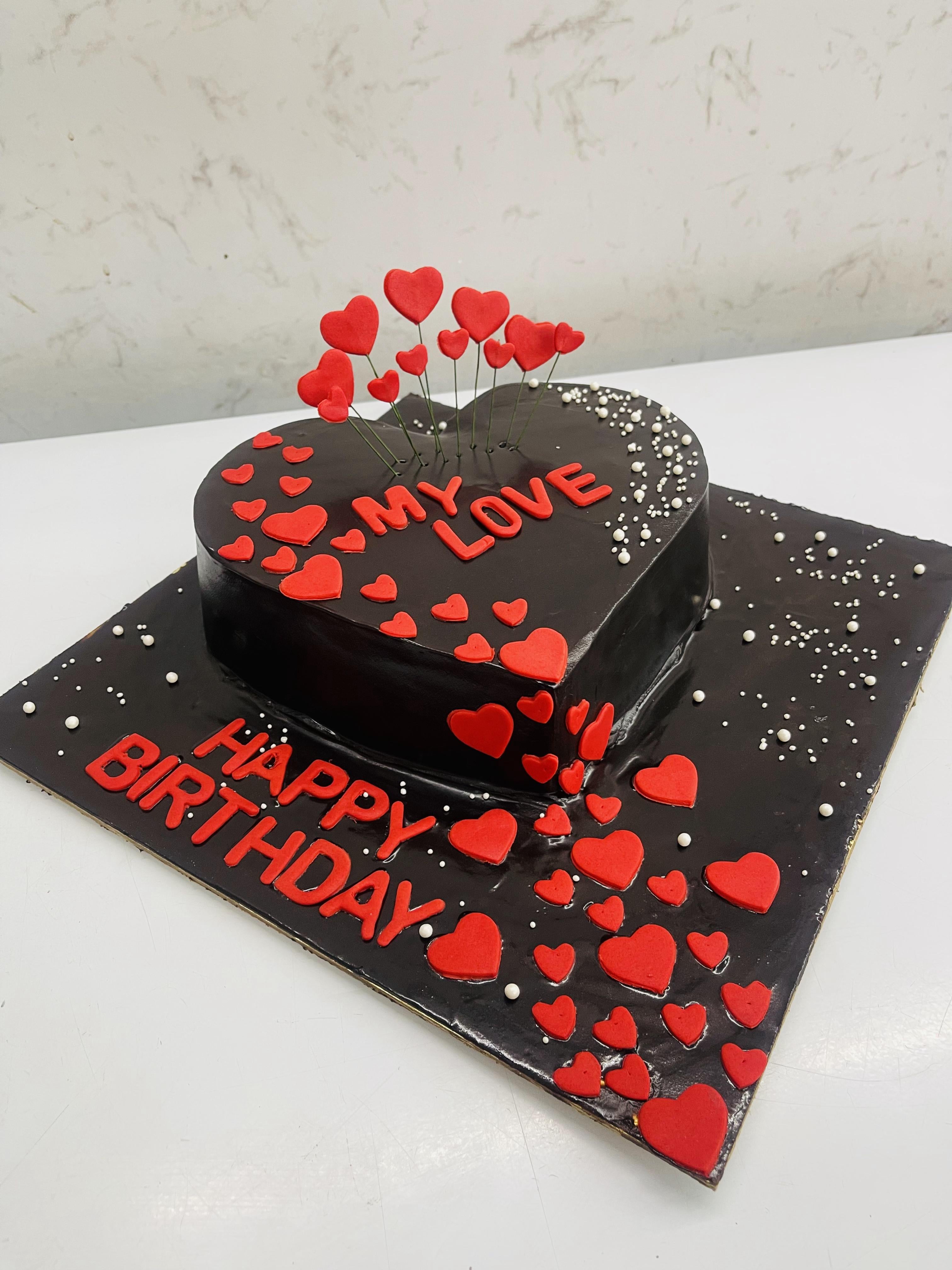 Red Hearts Black Cake