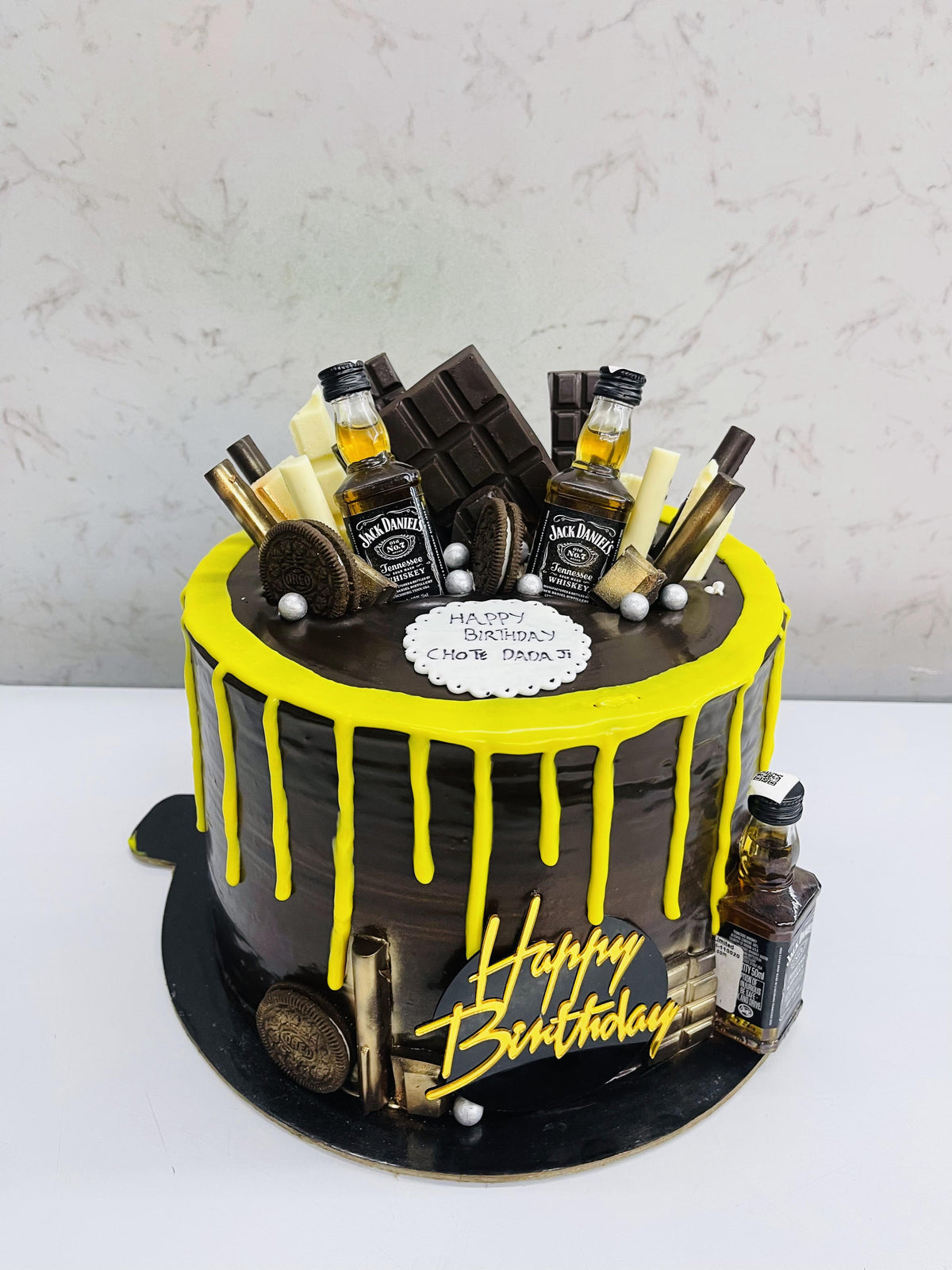 Black Alcohol Lover Cake – Bento Cakes Noida