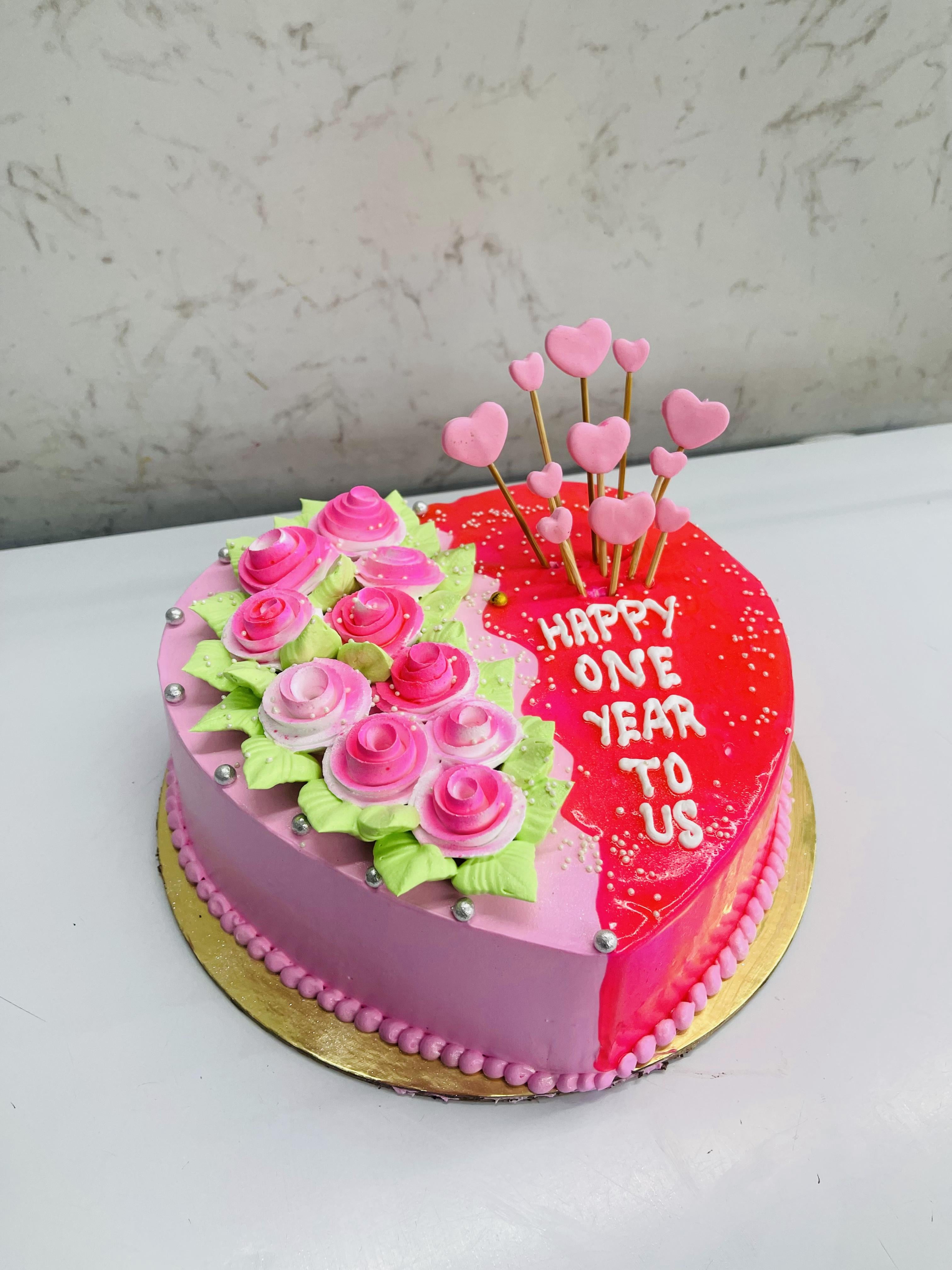 Floral Pink And Red Cake