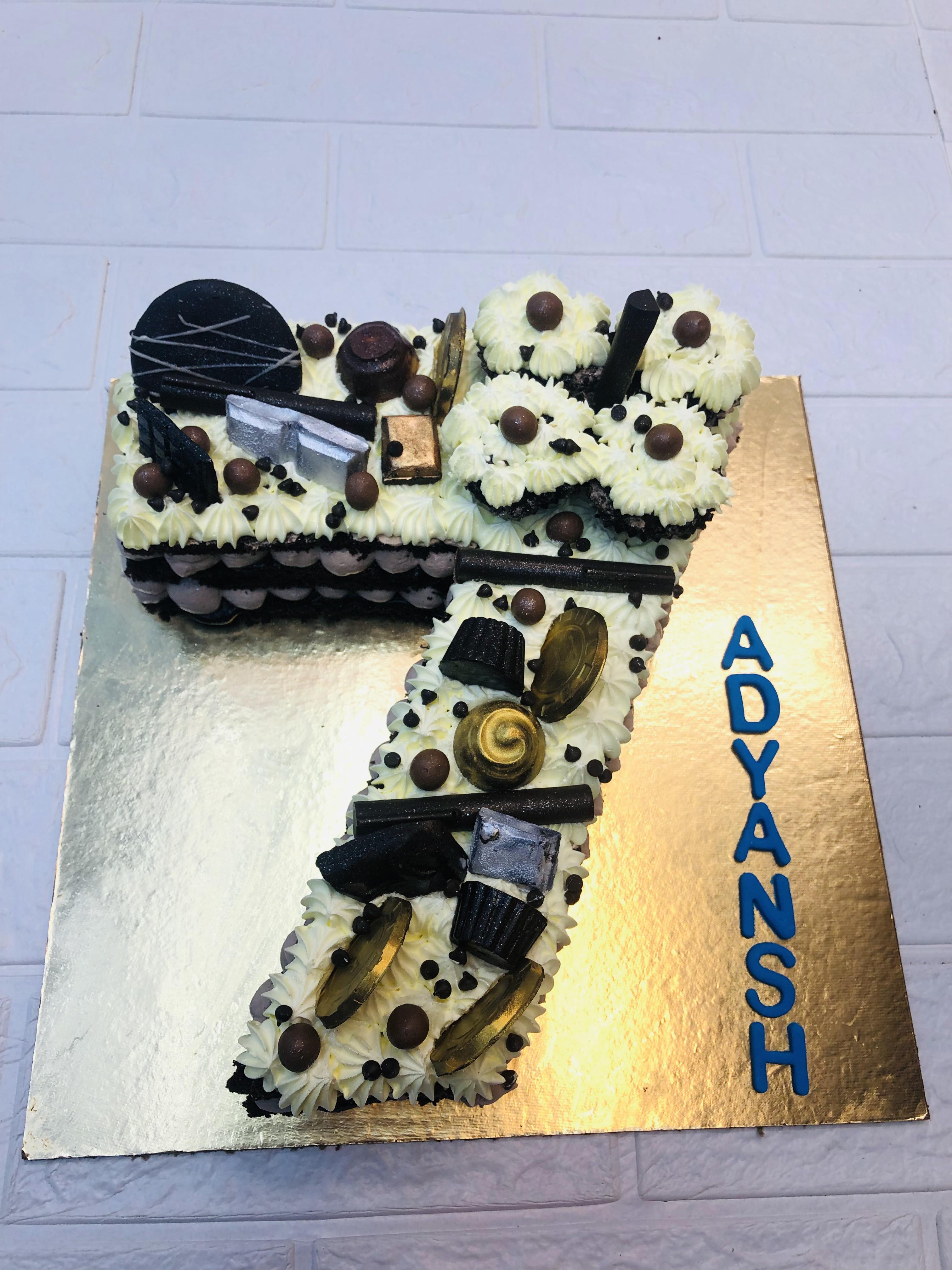 Number 7 Monogram Cake