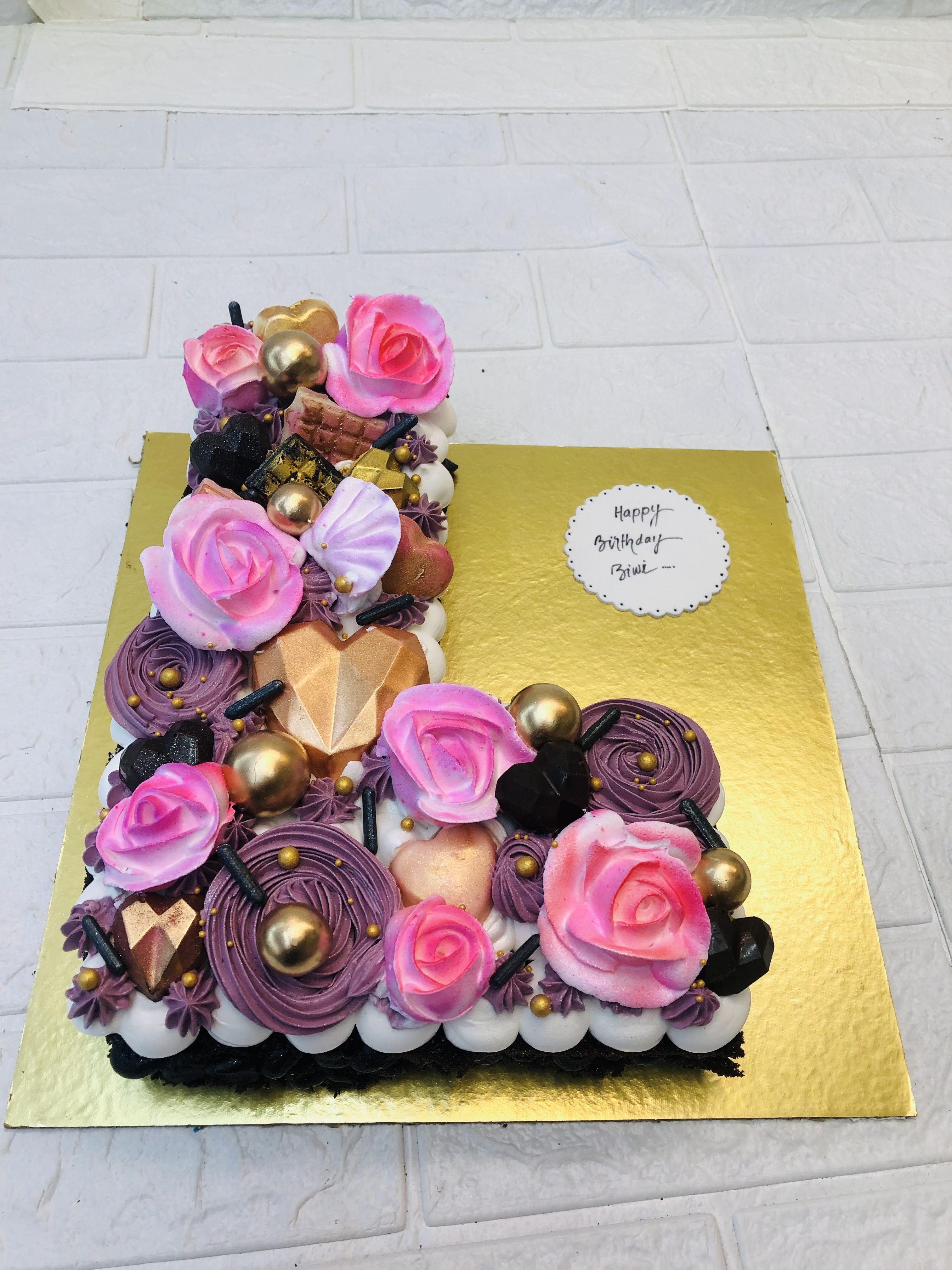 Pink Truffle Chocolate Letter Cake