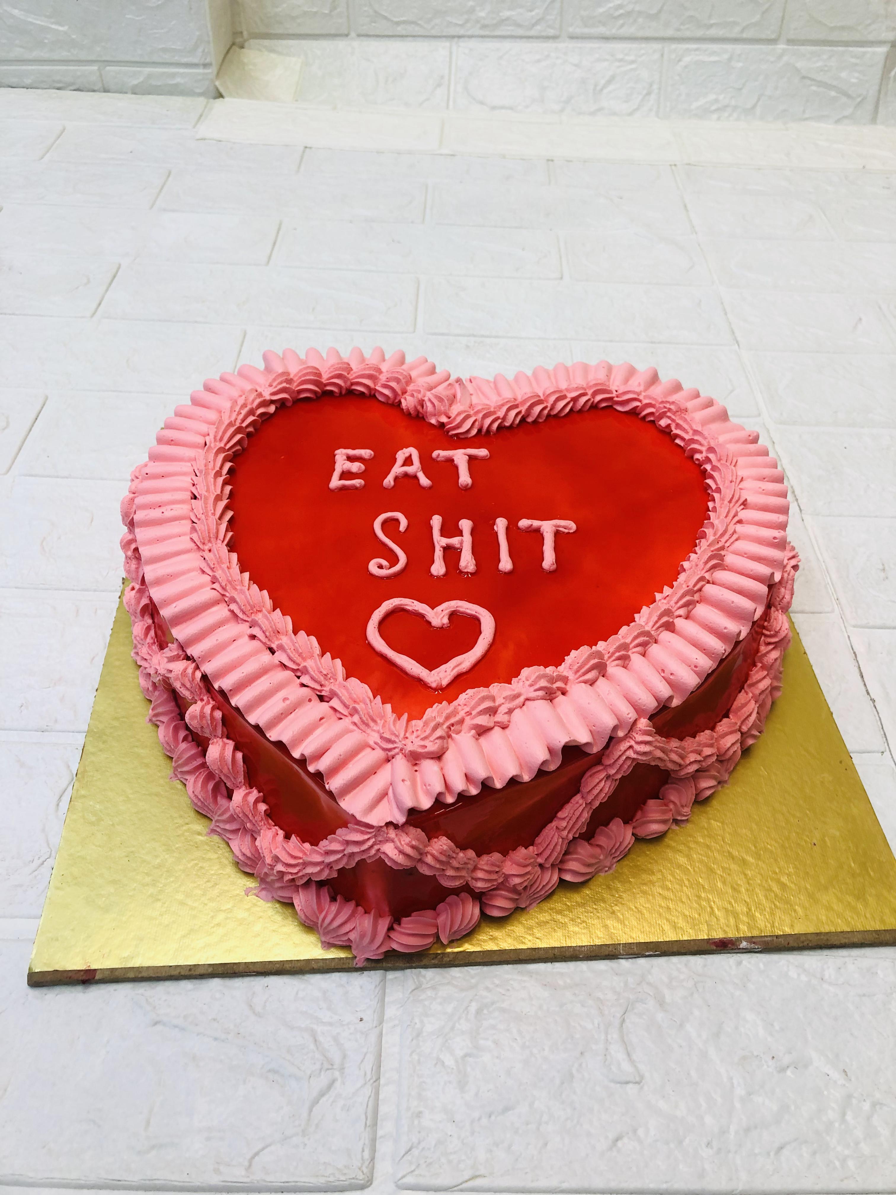 Red Pink Beautiful Heart Shape Cake