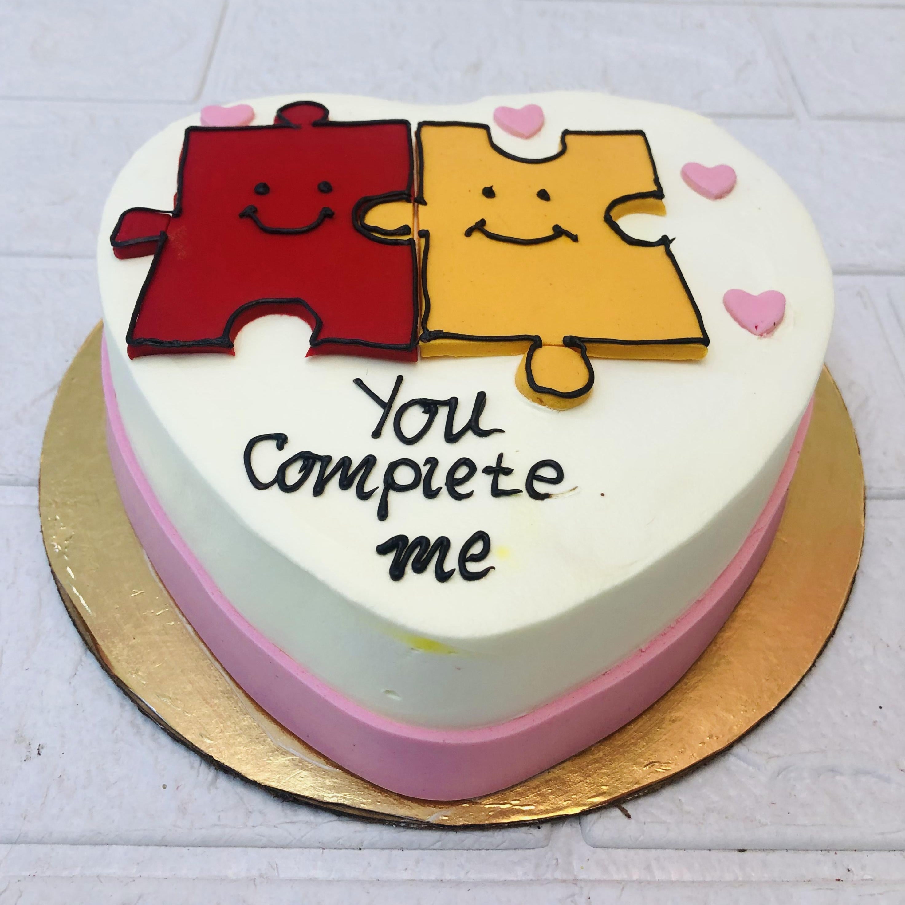 You Complete Me Heart Cake