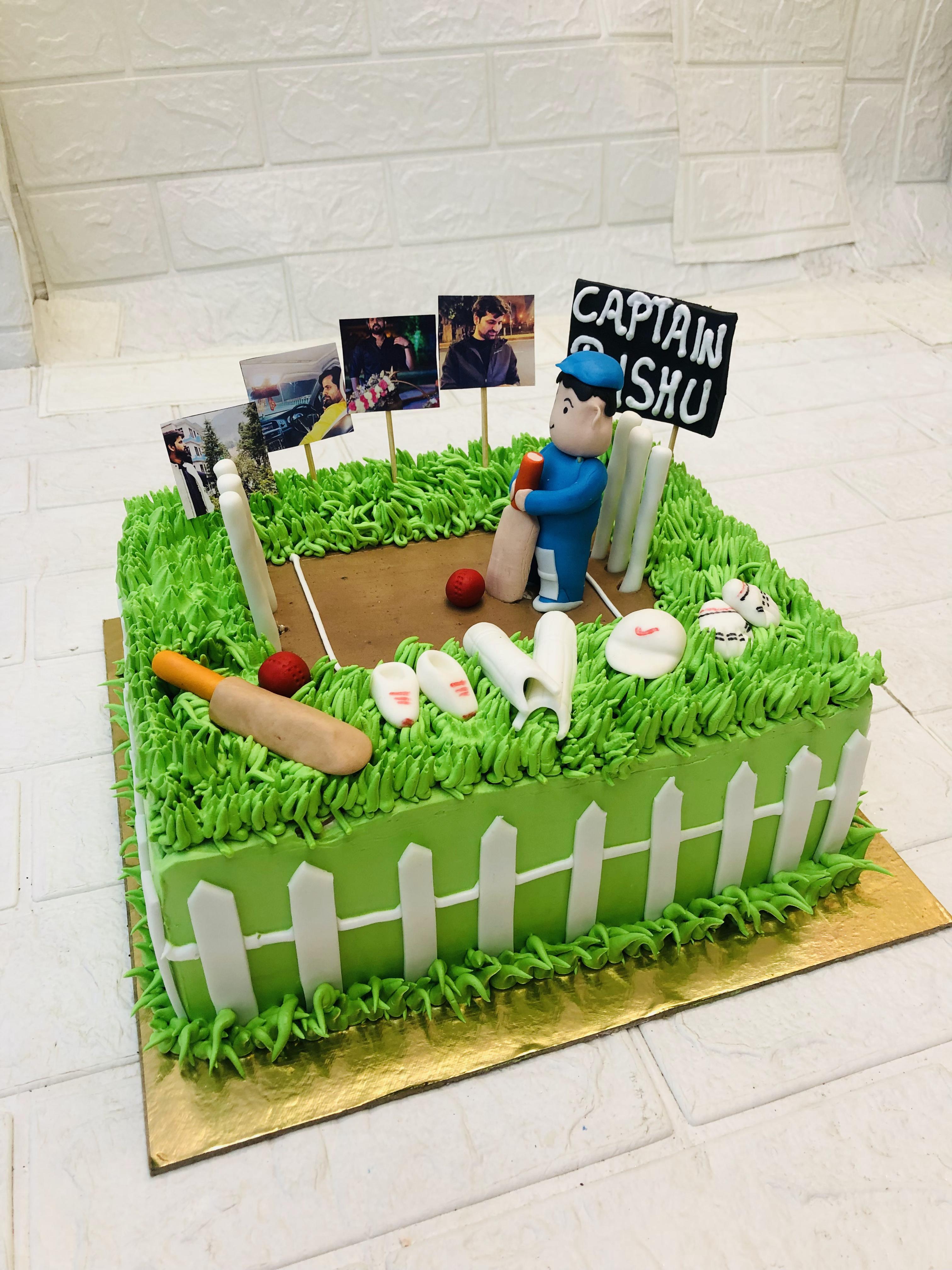 Rectangular Cricket Pitch Cake
