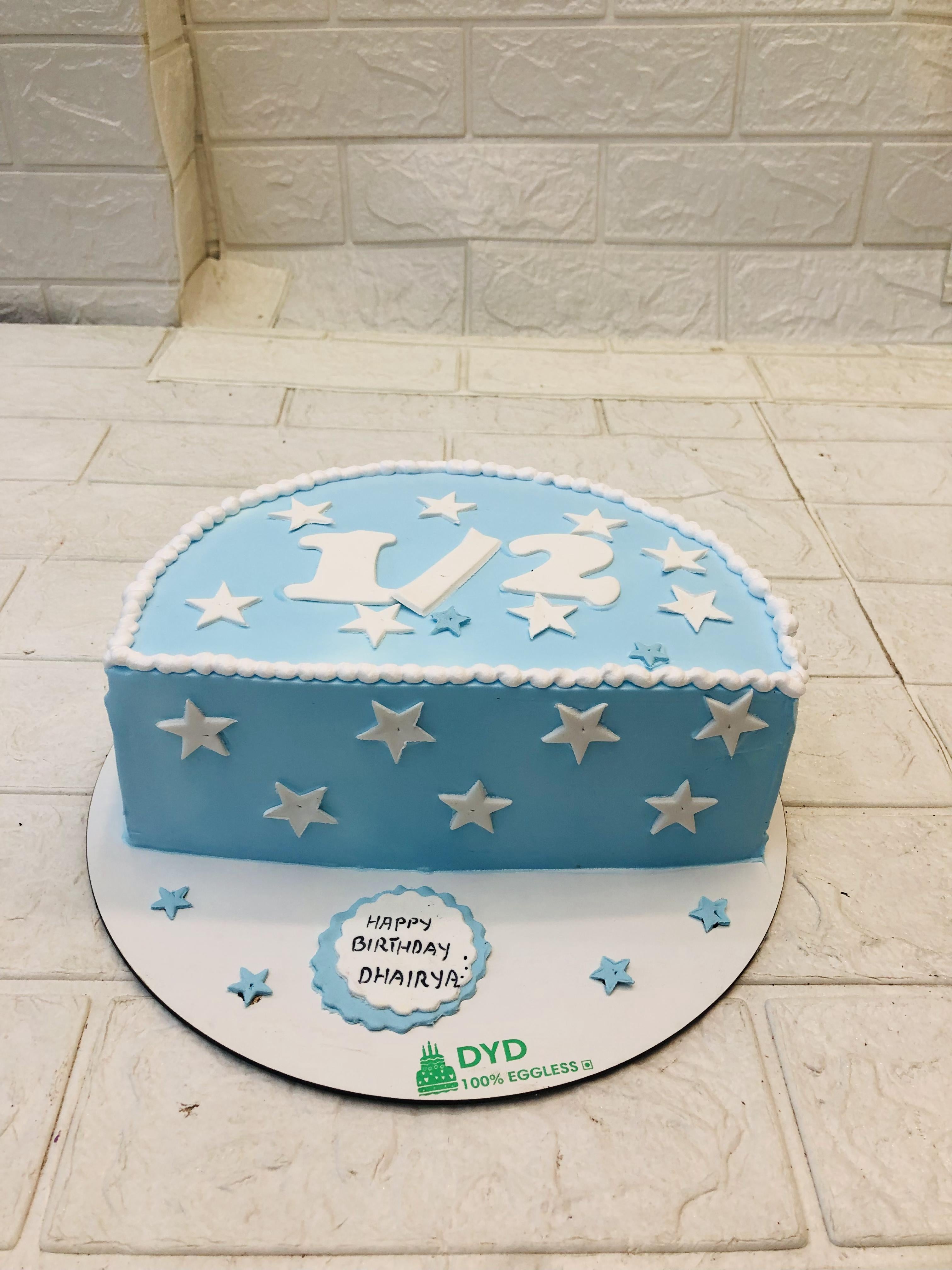 Blue White Star Half Cake