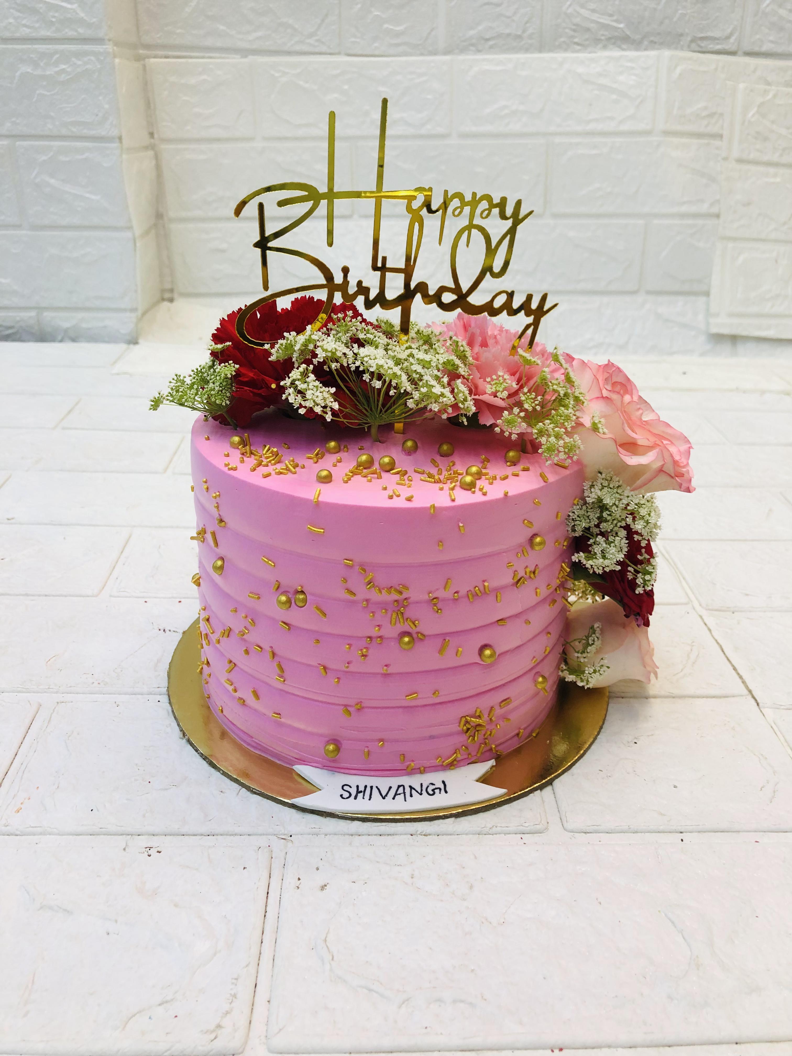 Cute Pink Floral T heme Cake