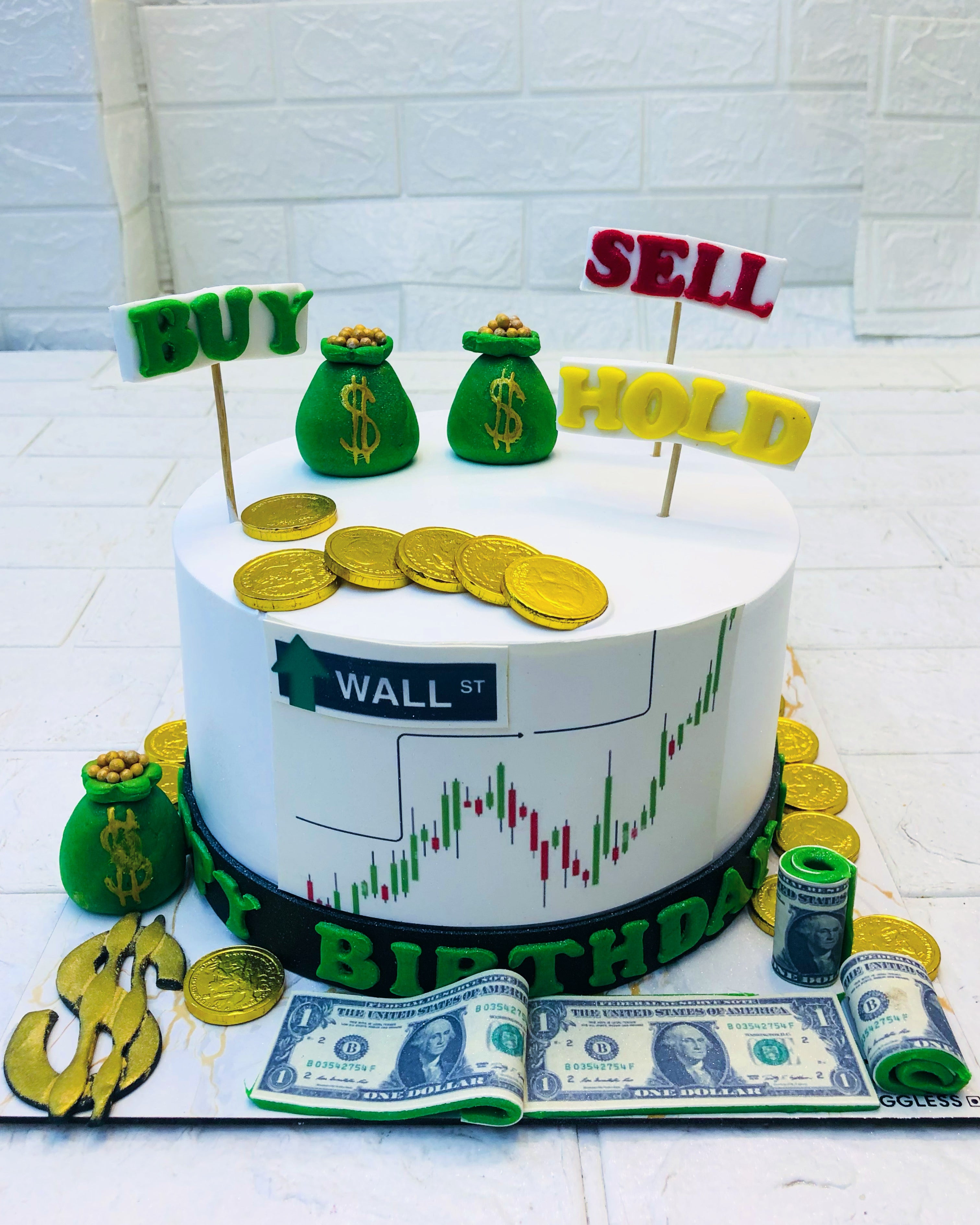 Share Market Money Theme Cake