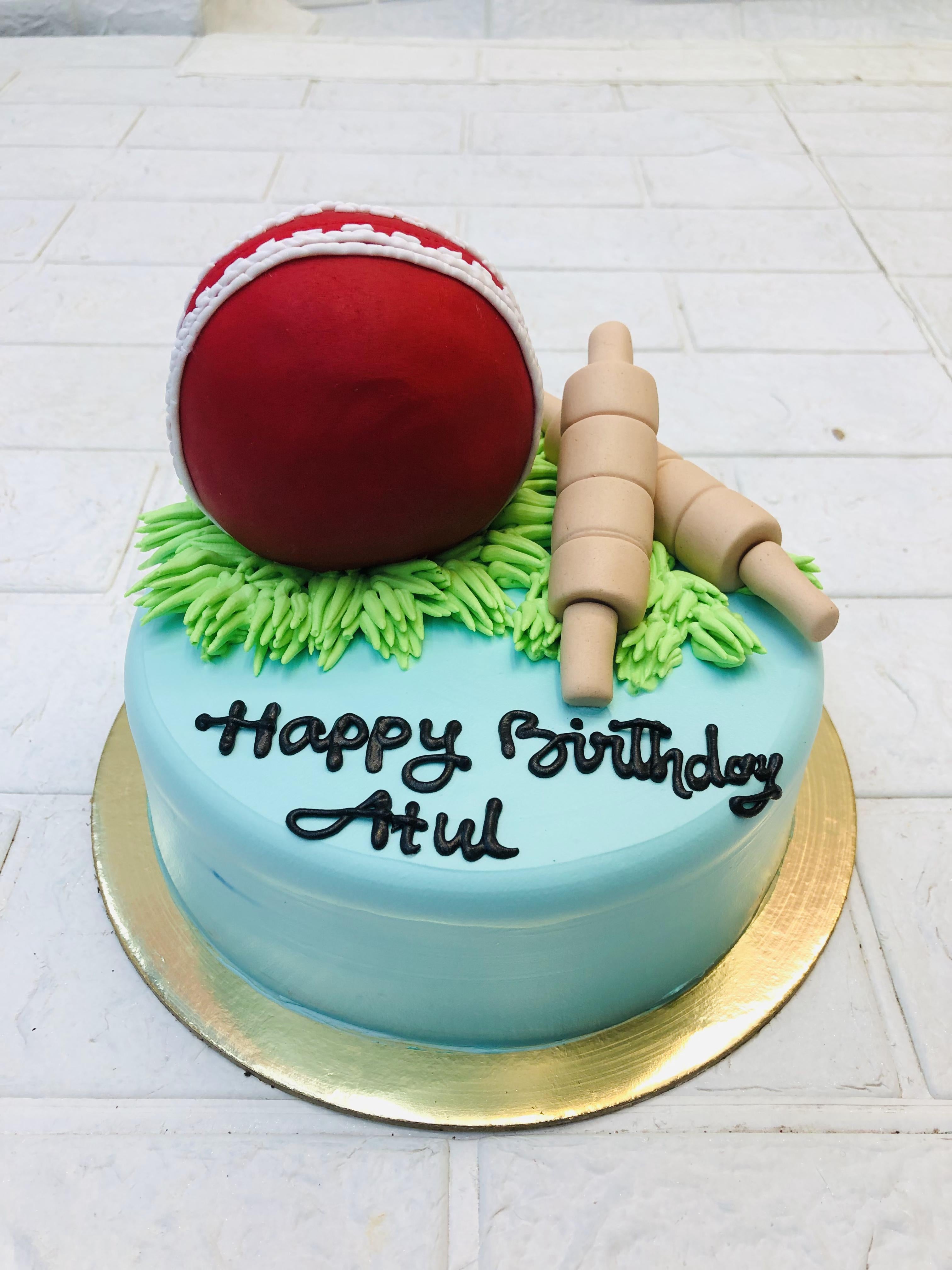 Cricket ball Fondant Cake