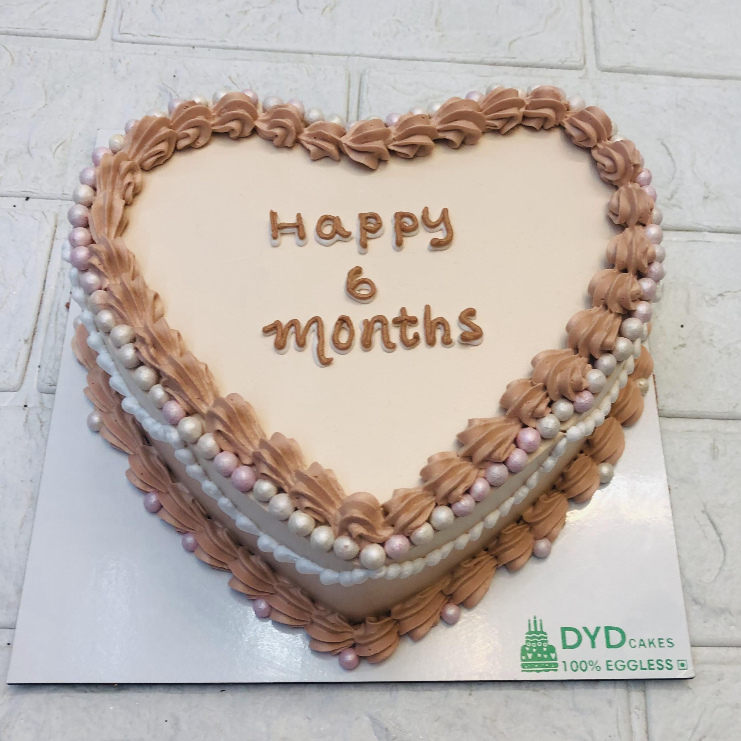 Beautiful Peach Color Heart Cake