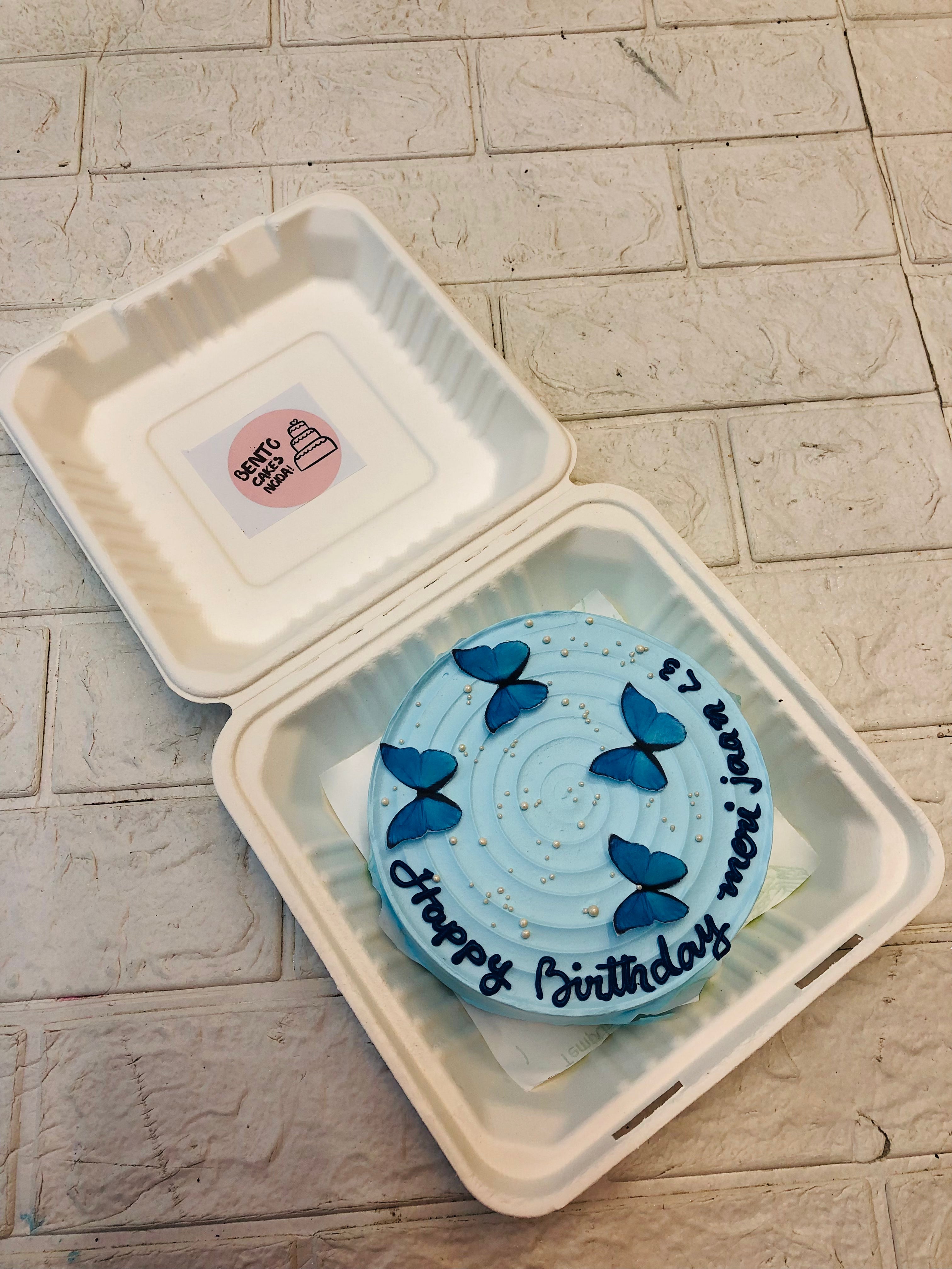 Blue Butterfly Theme Bento Cake