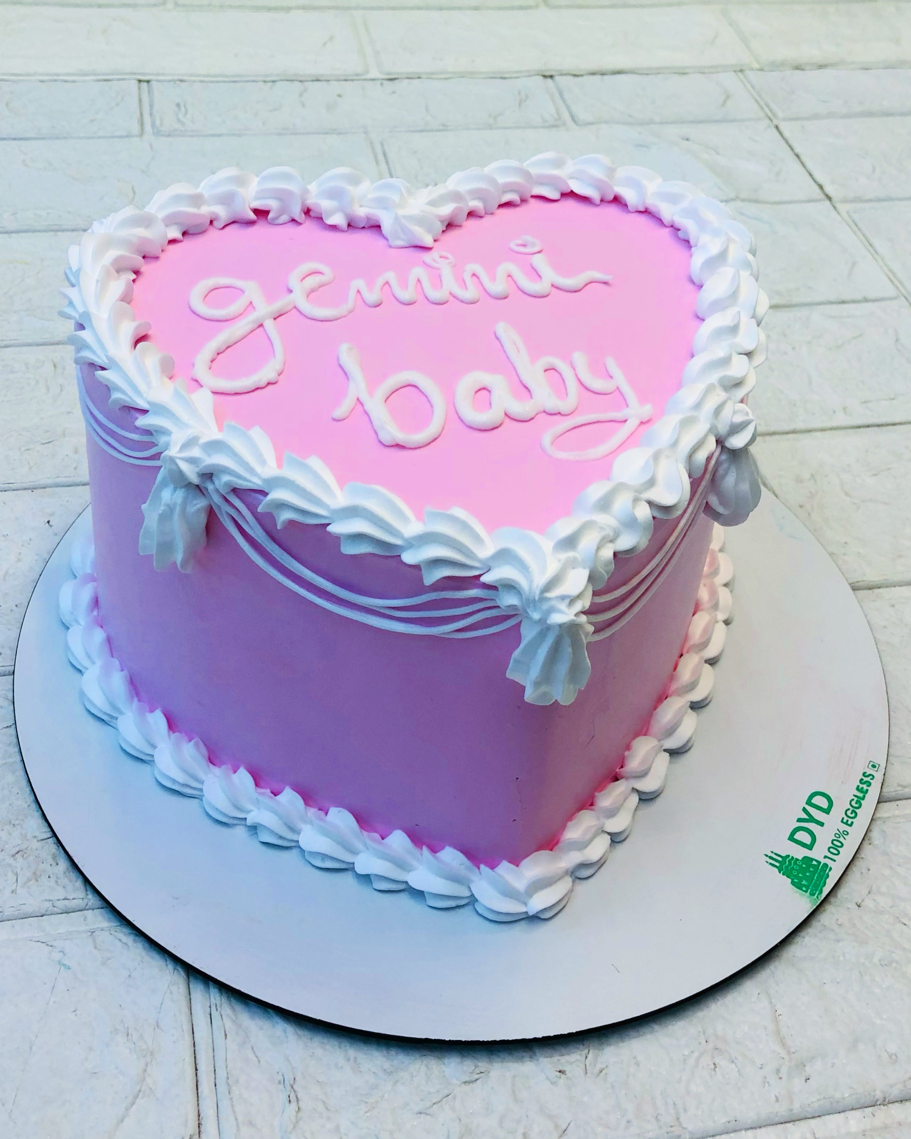 Gemini Baby Theme Heart Cake