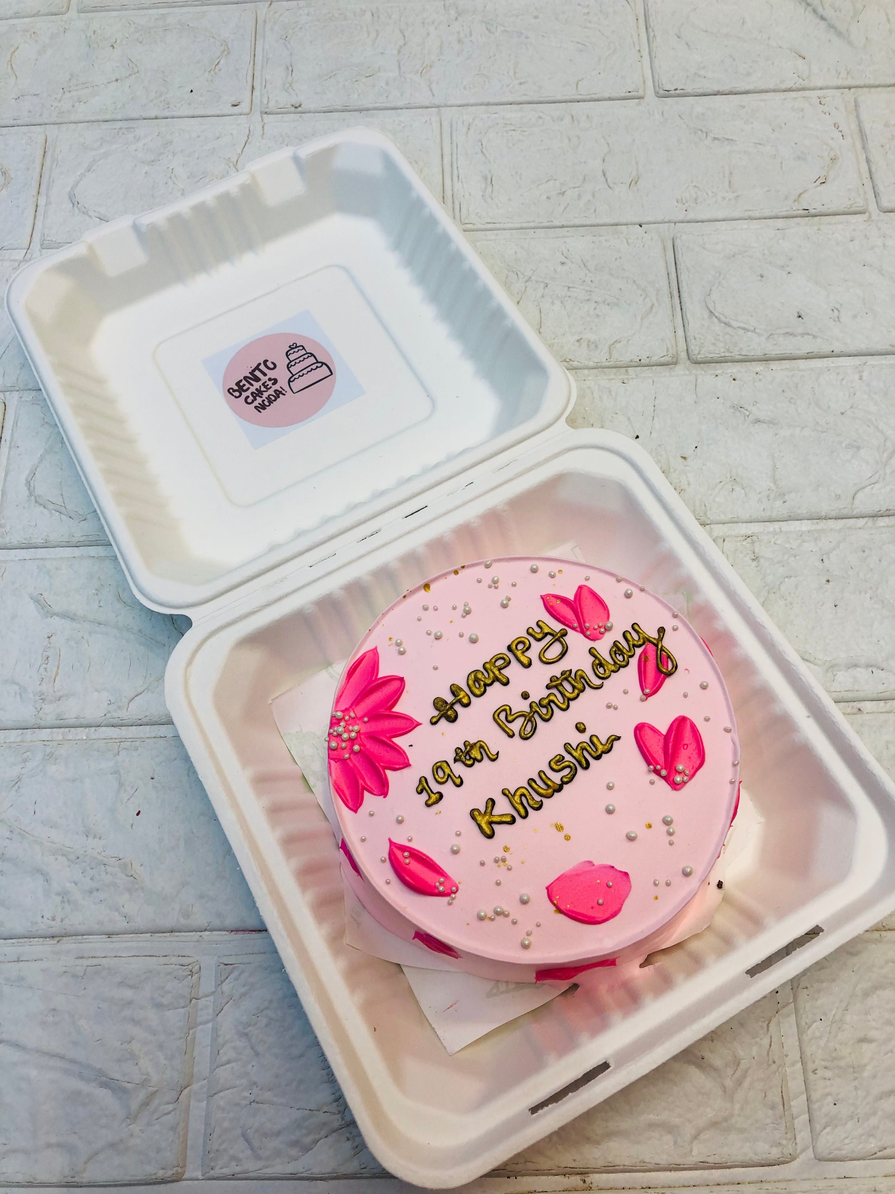 Aesthetic Pink Birthday Bento Cake 2