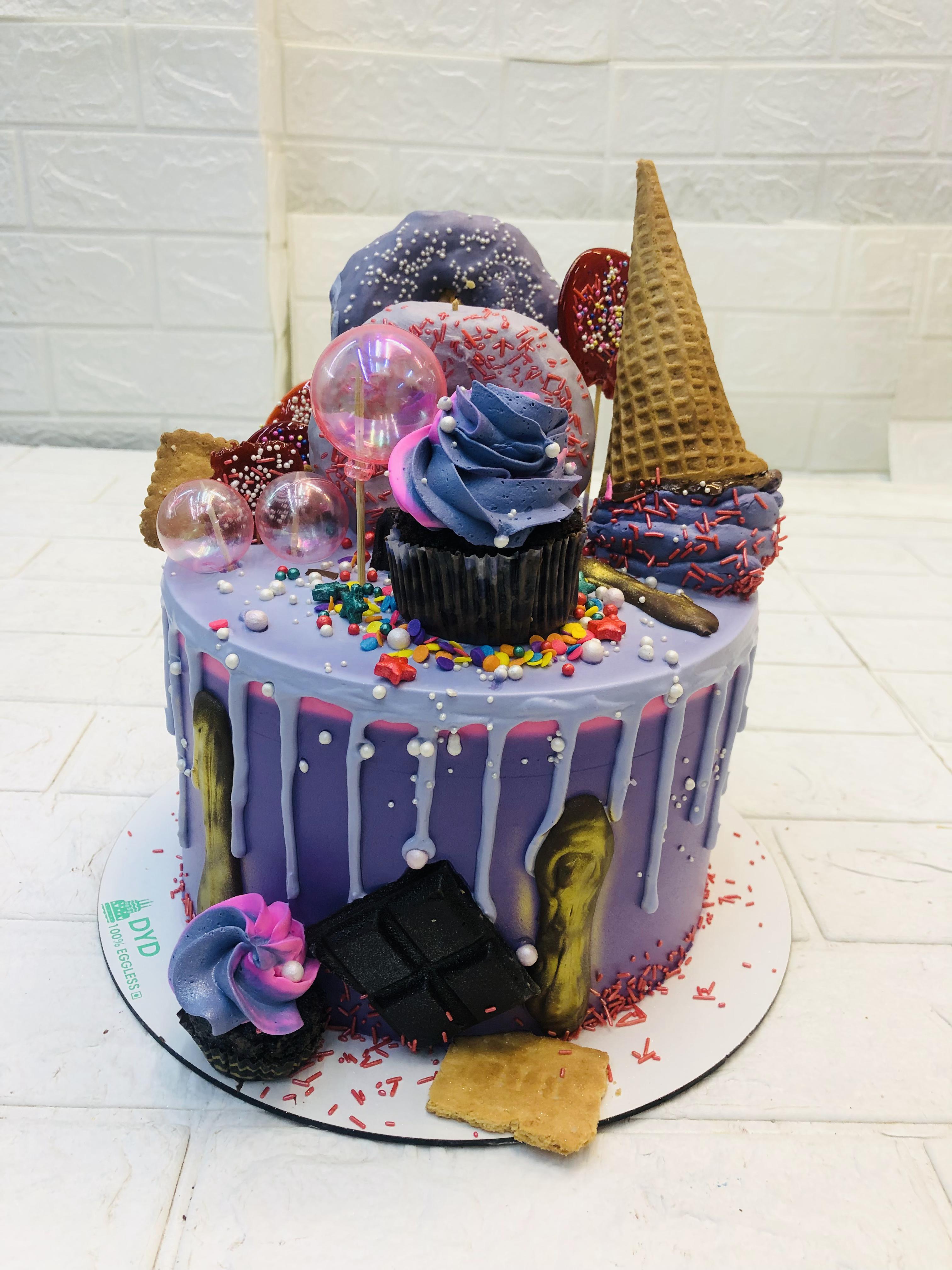Donuts & Candies Loaded Purple Cake