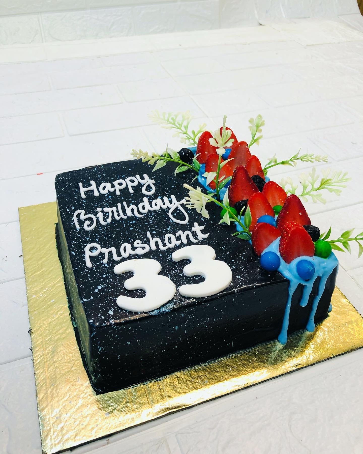 Black Birthday Strawberry Cake