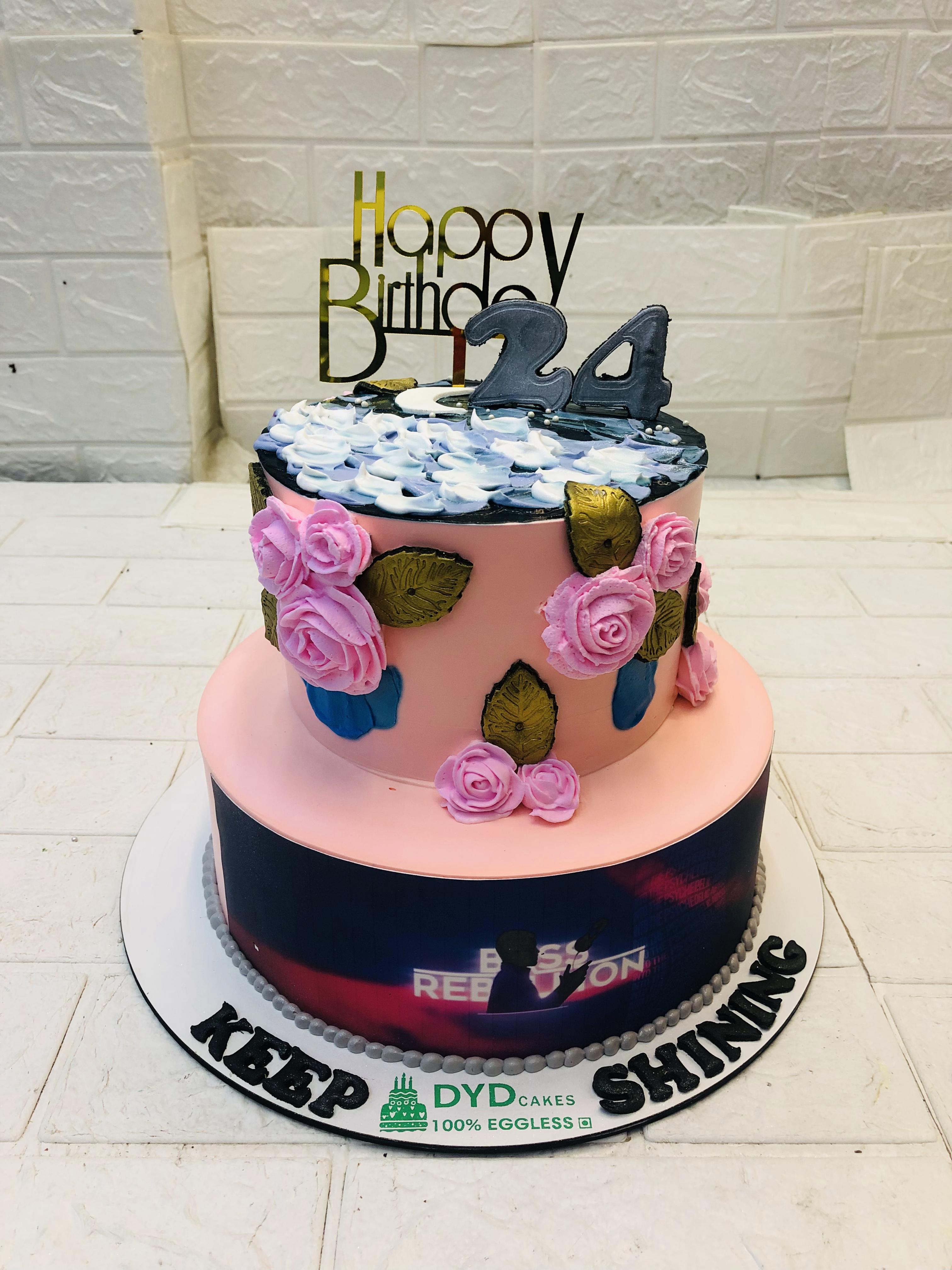 Multi Flowers Light Orange Cake