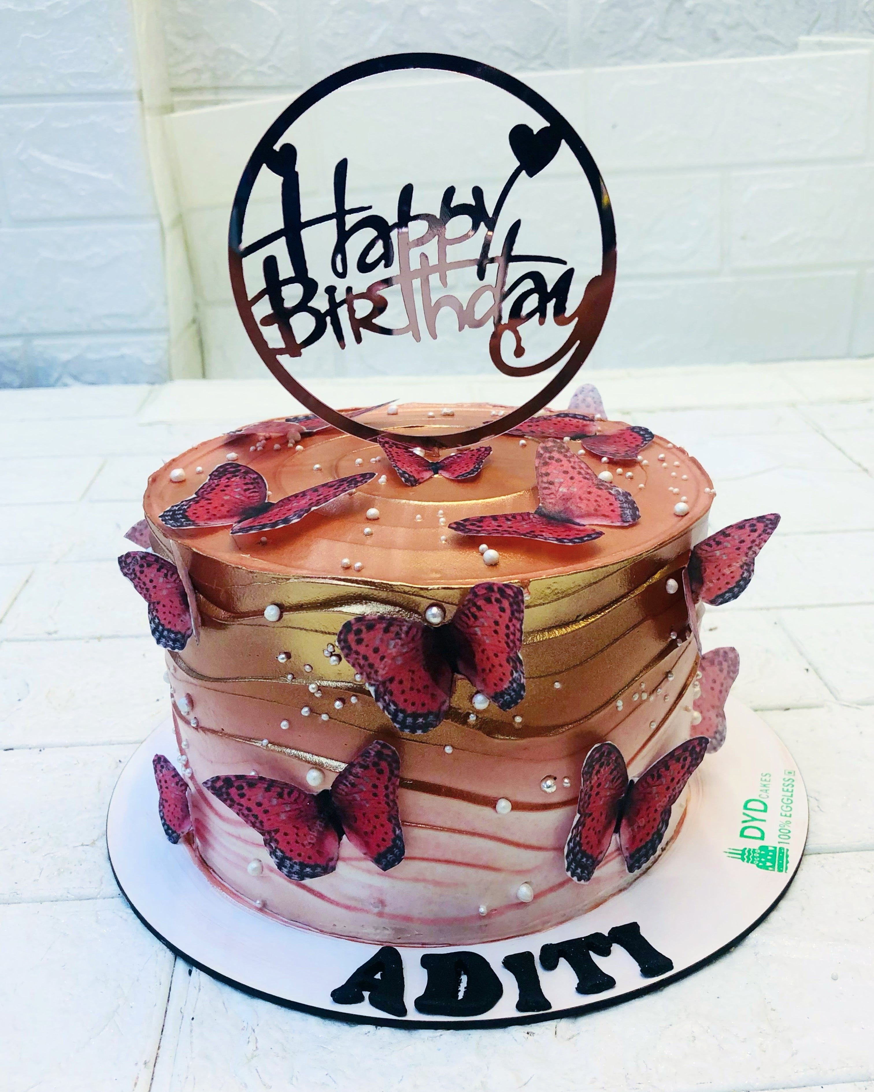 Aesthetic Brown Butterfly Cake