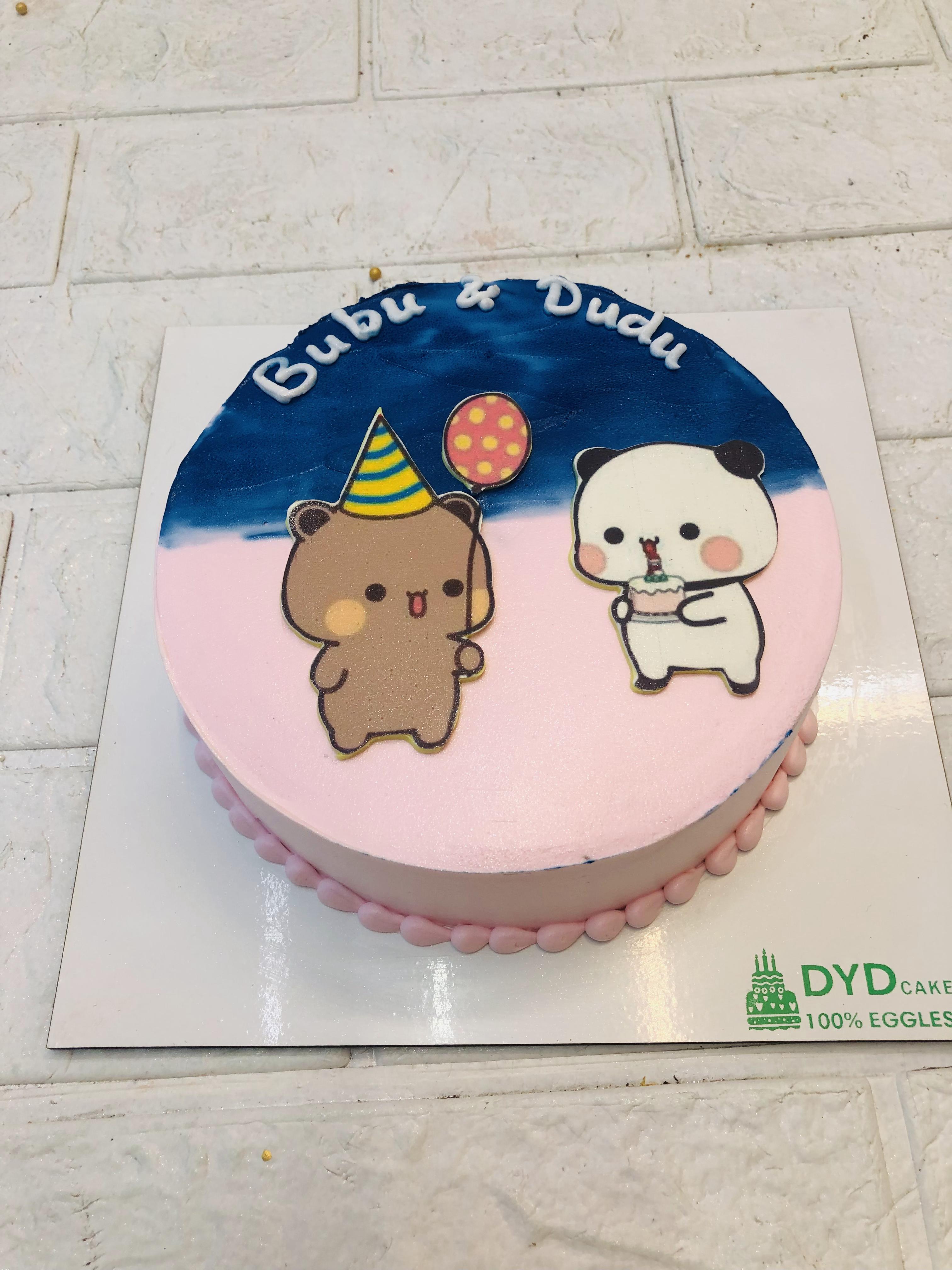 Bubu Dudu Pink Blue Cake