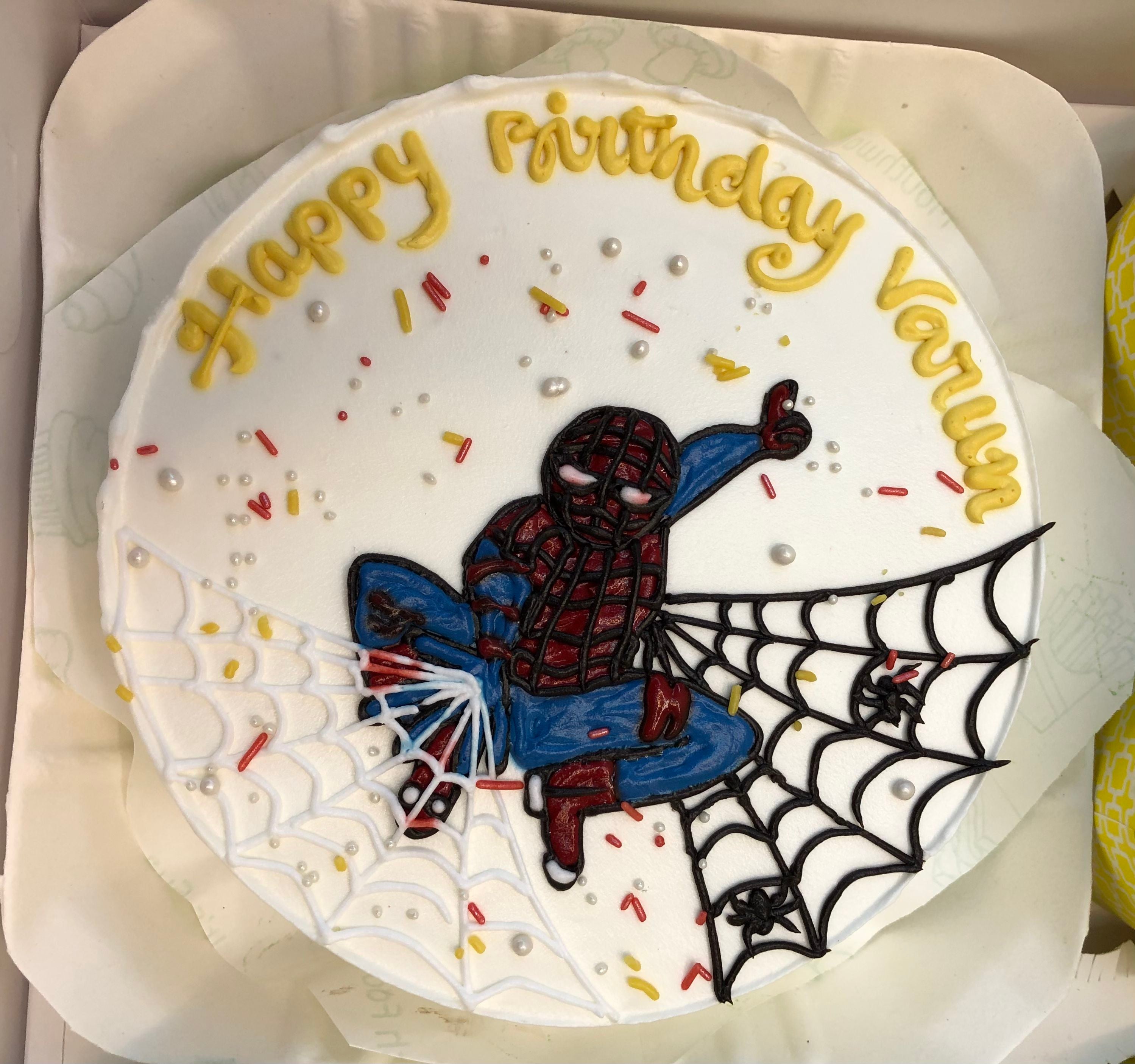 Spiderman Theme White Bento Cake