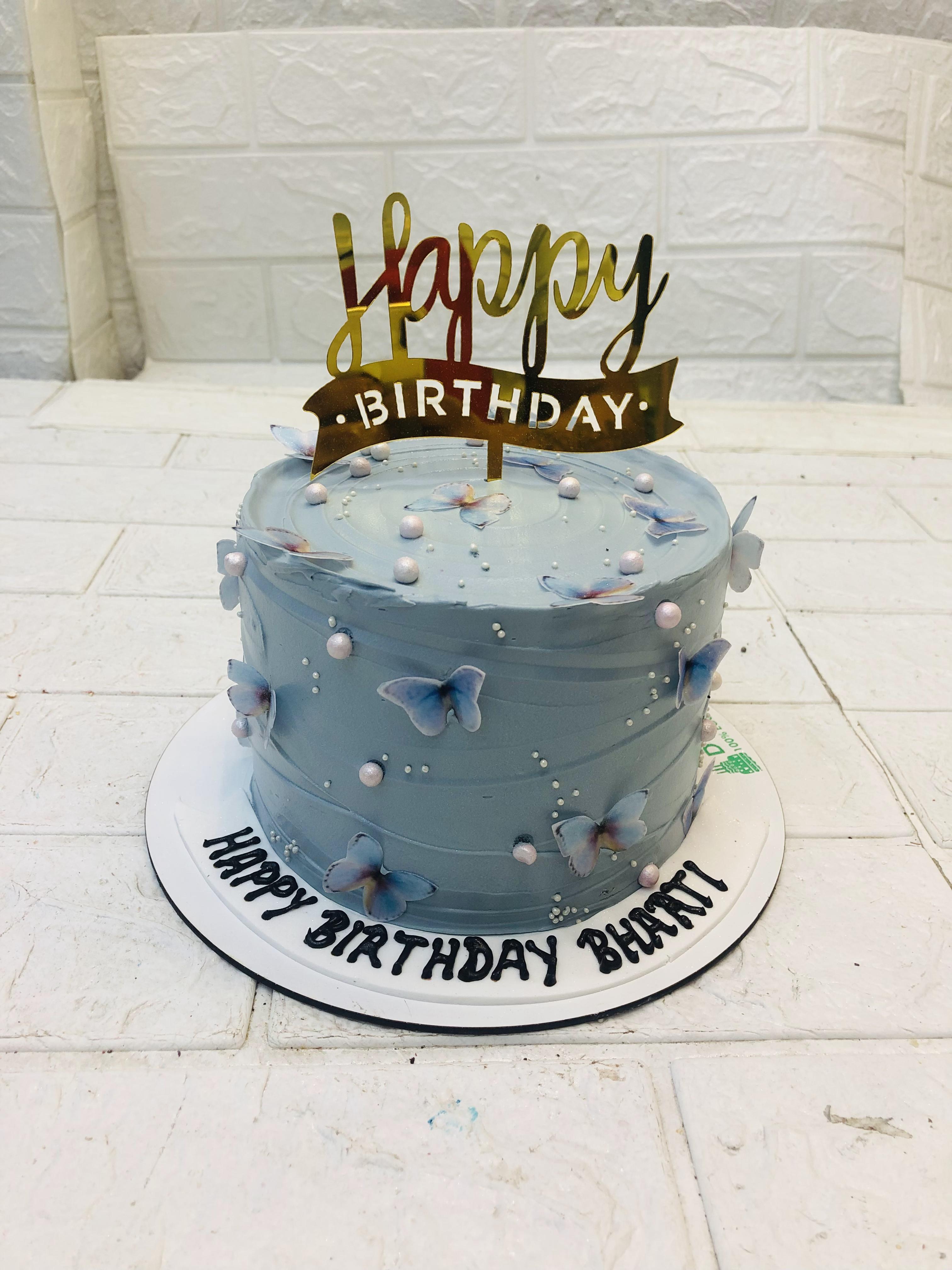 Aesthetic Grey Butterfly Cake