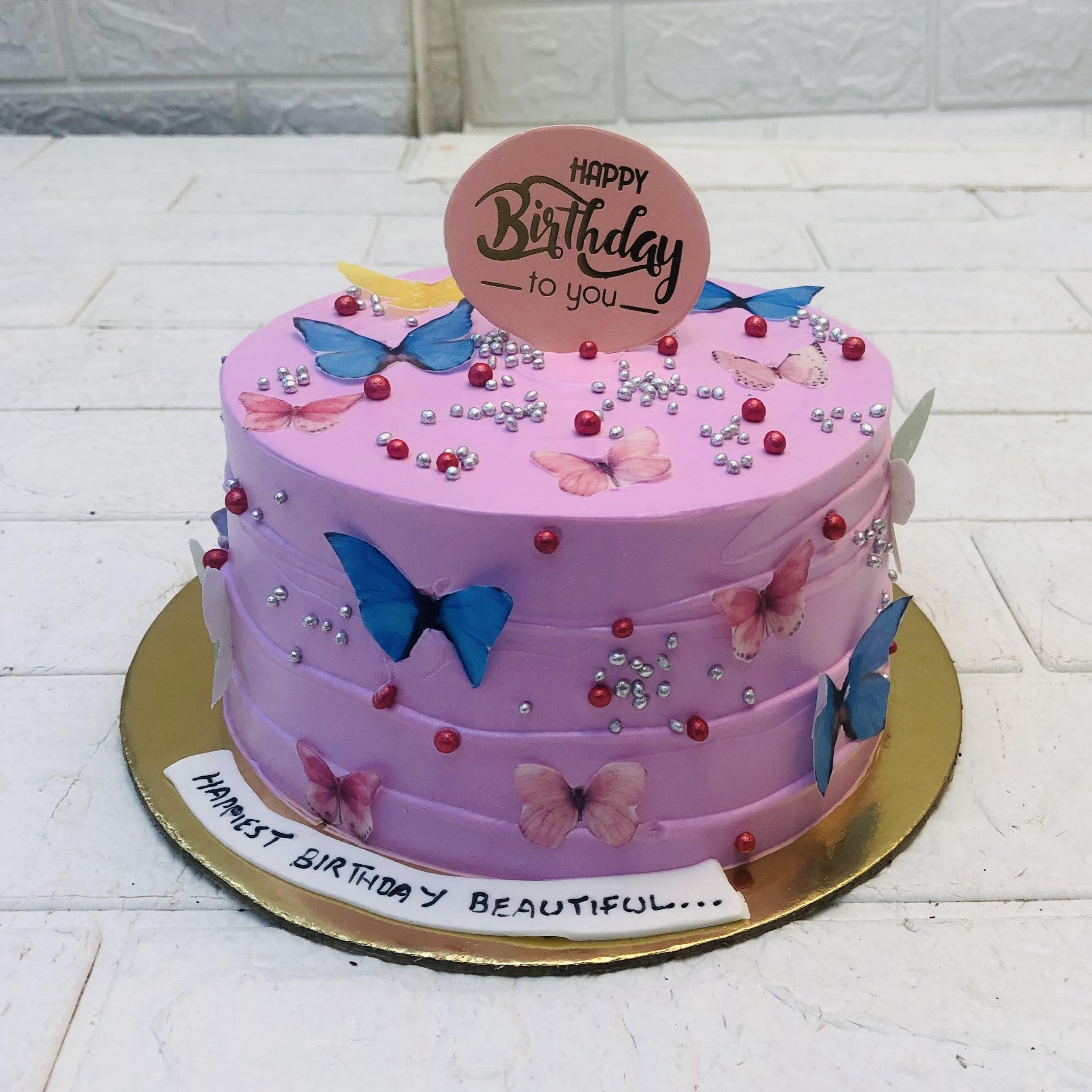 Aesthetic Pink Butterflies Cake