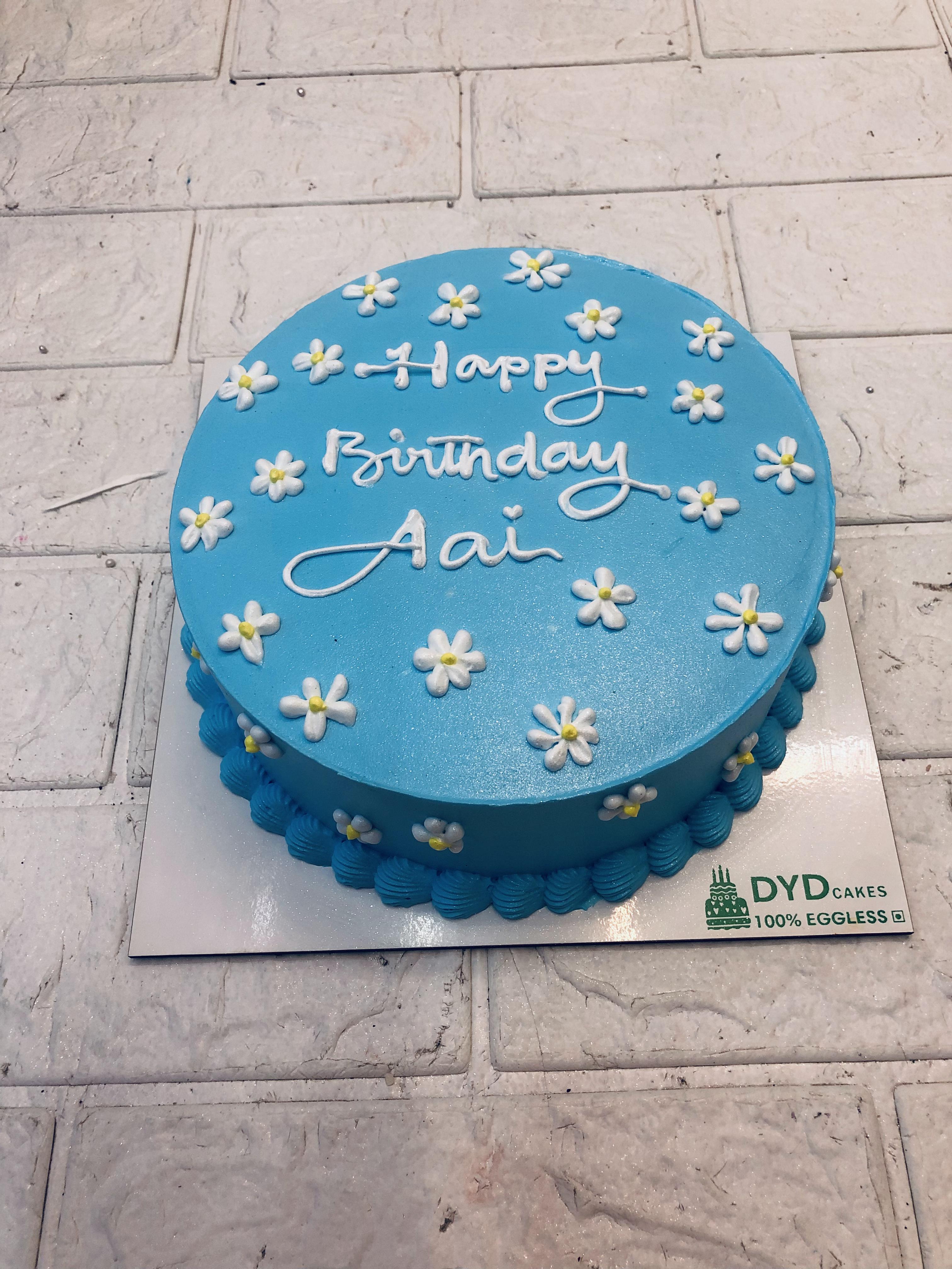Blue Flower Theme Cake
