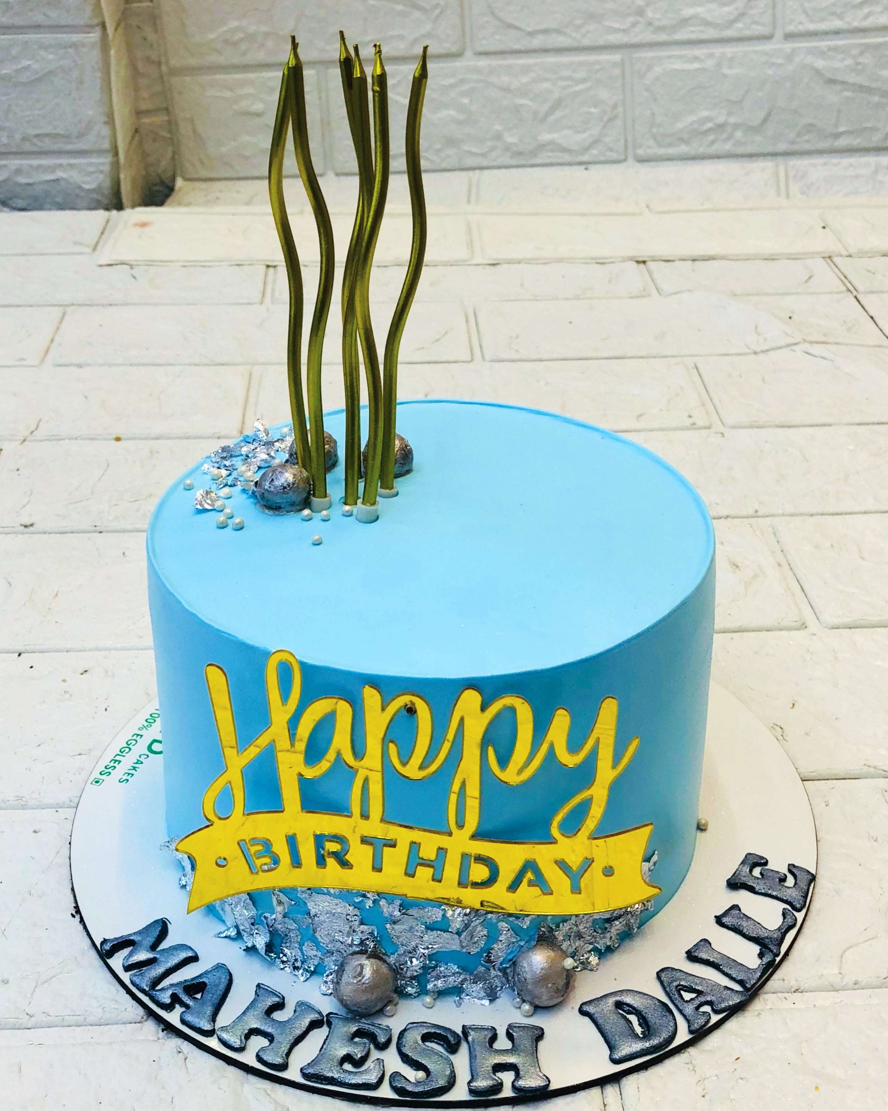Blue Color Beautiful Photo Cake