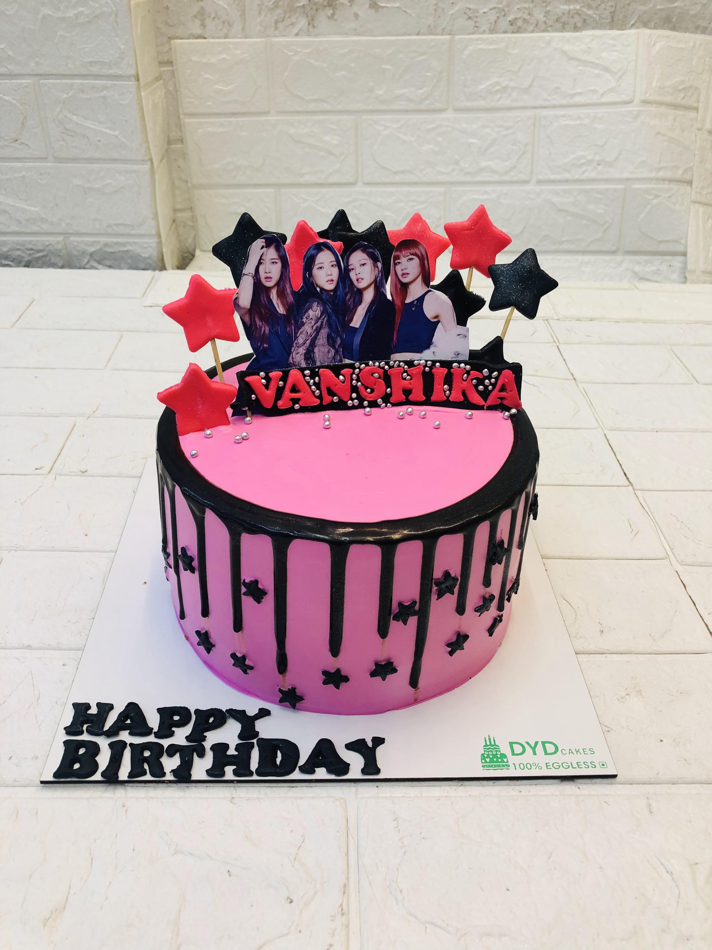 Black & Pink BTS Theme Cake
