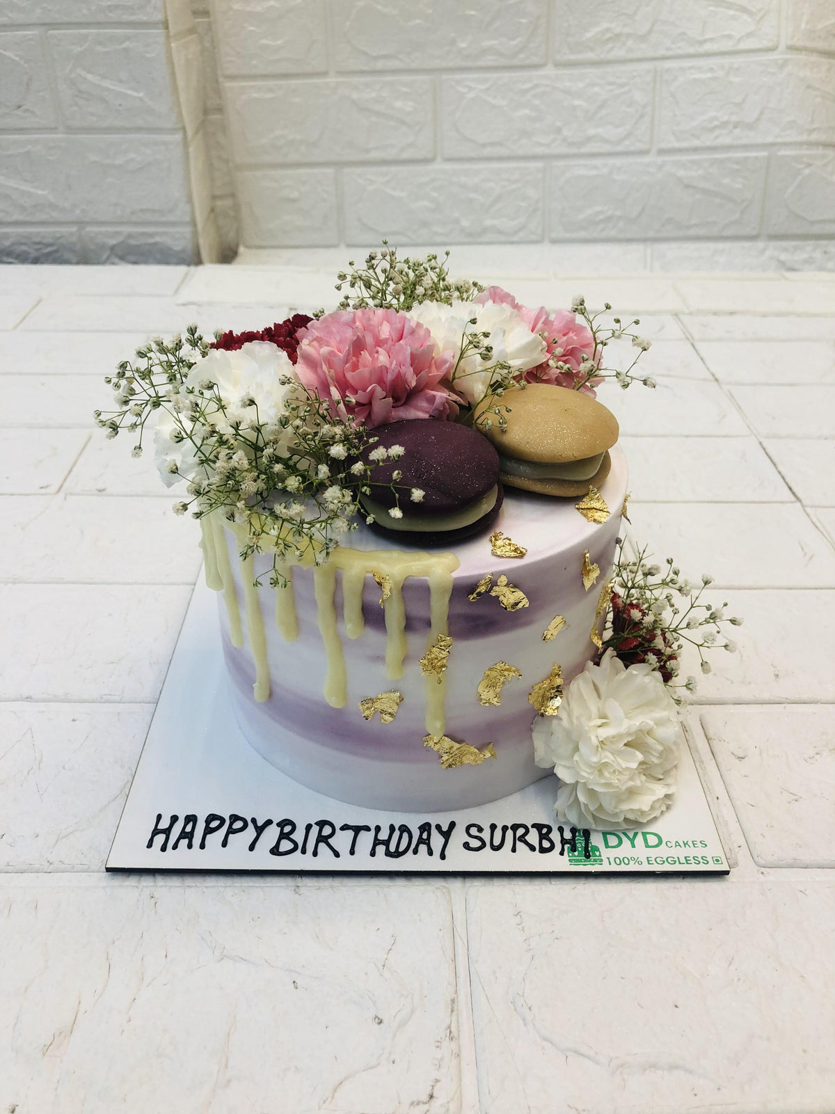 Purple And White Drip Cake