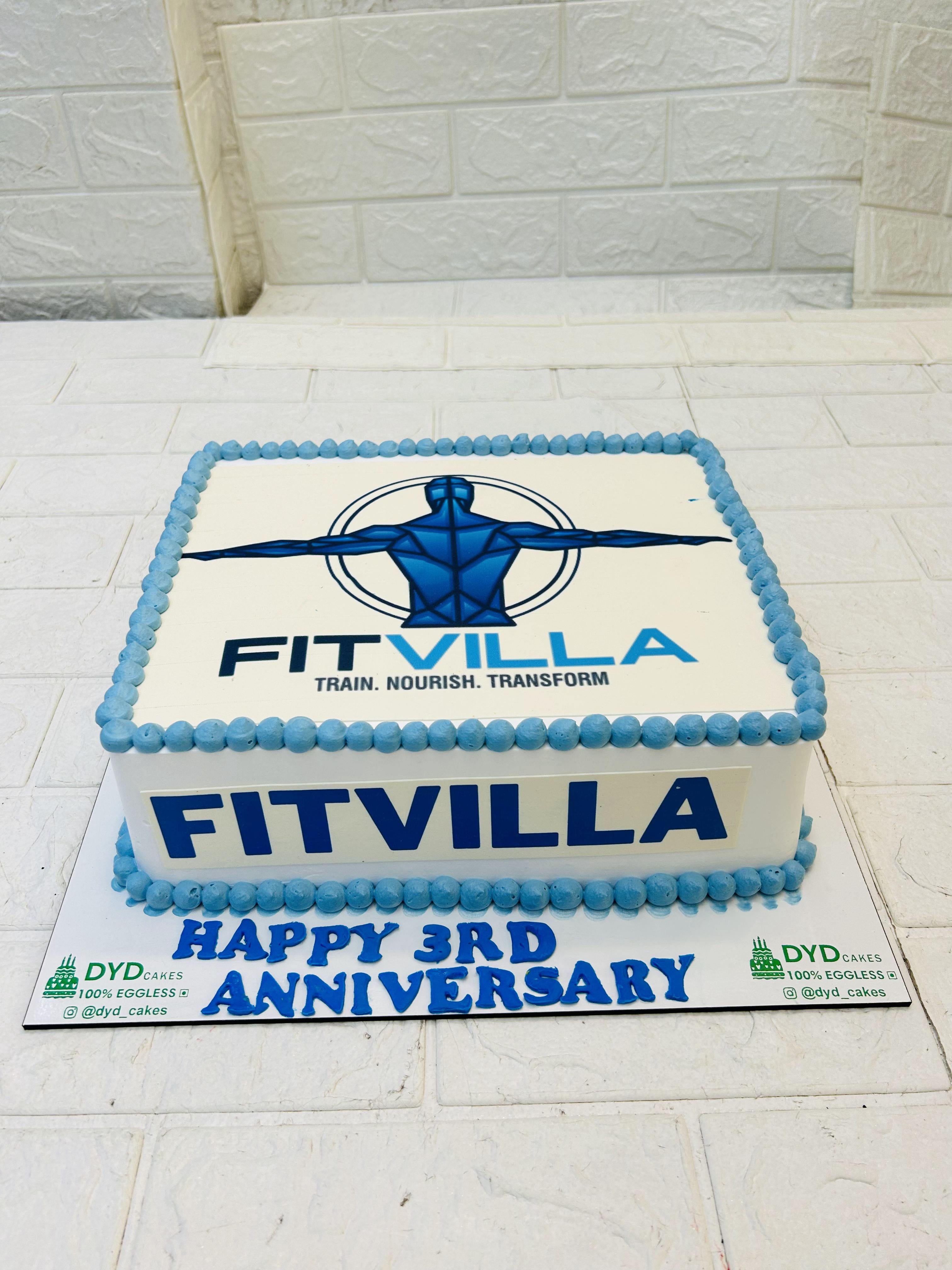 Fitness Theme blue Floral Cake