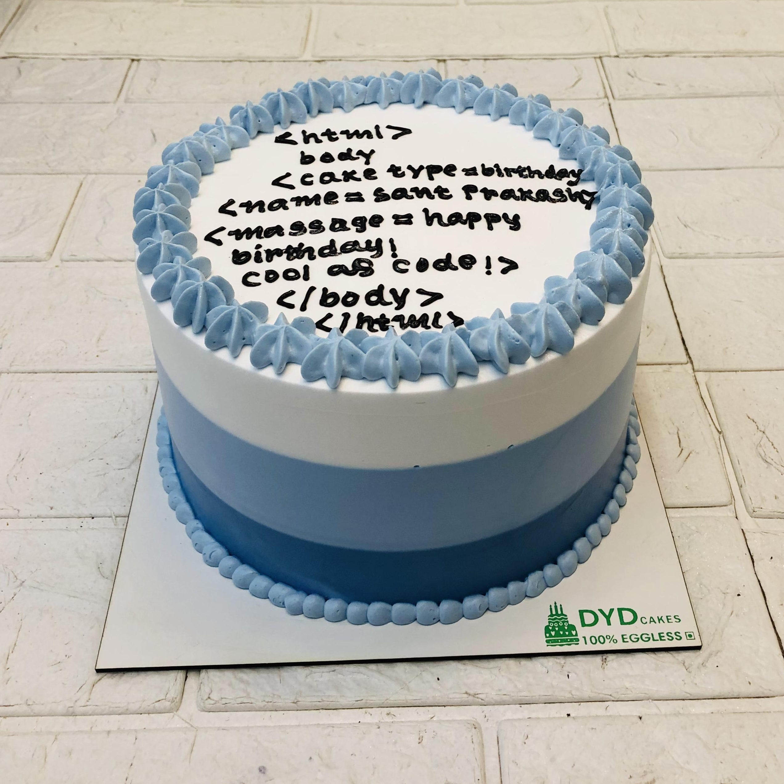 Three Shades Of Blue Birthday Cake