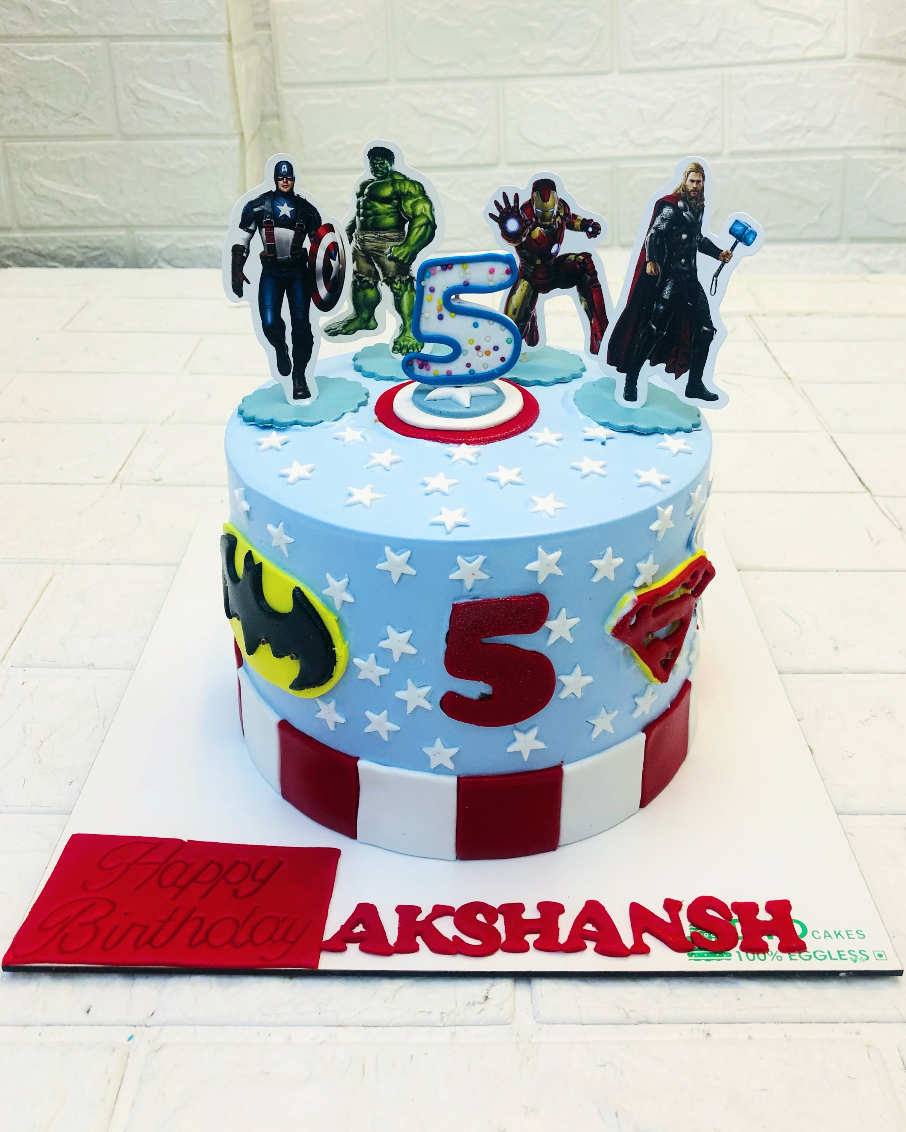 Cream Superhero Round Cake