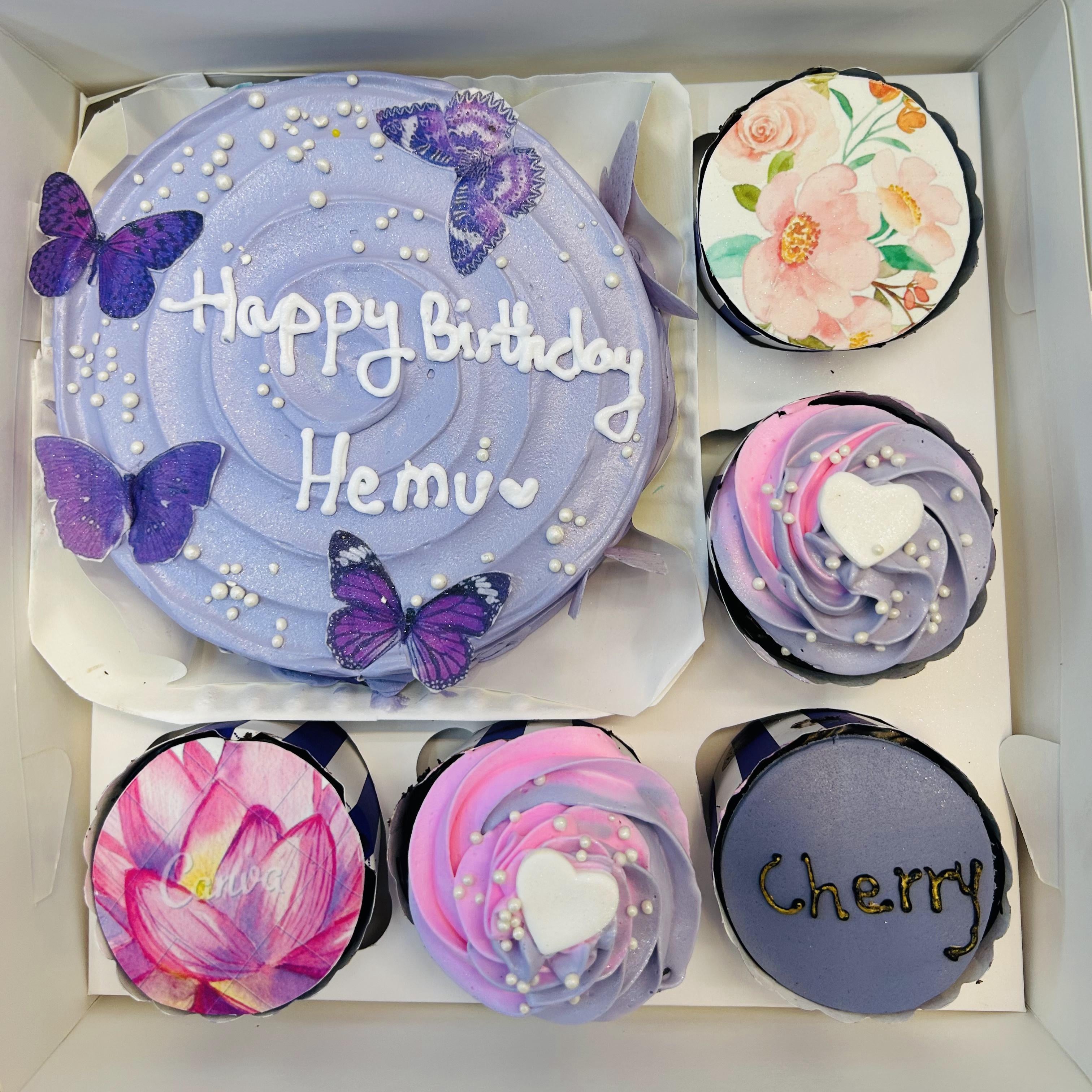 Floral Design blue Bento Combo Cake