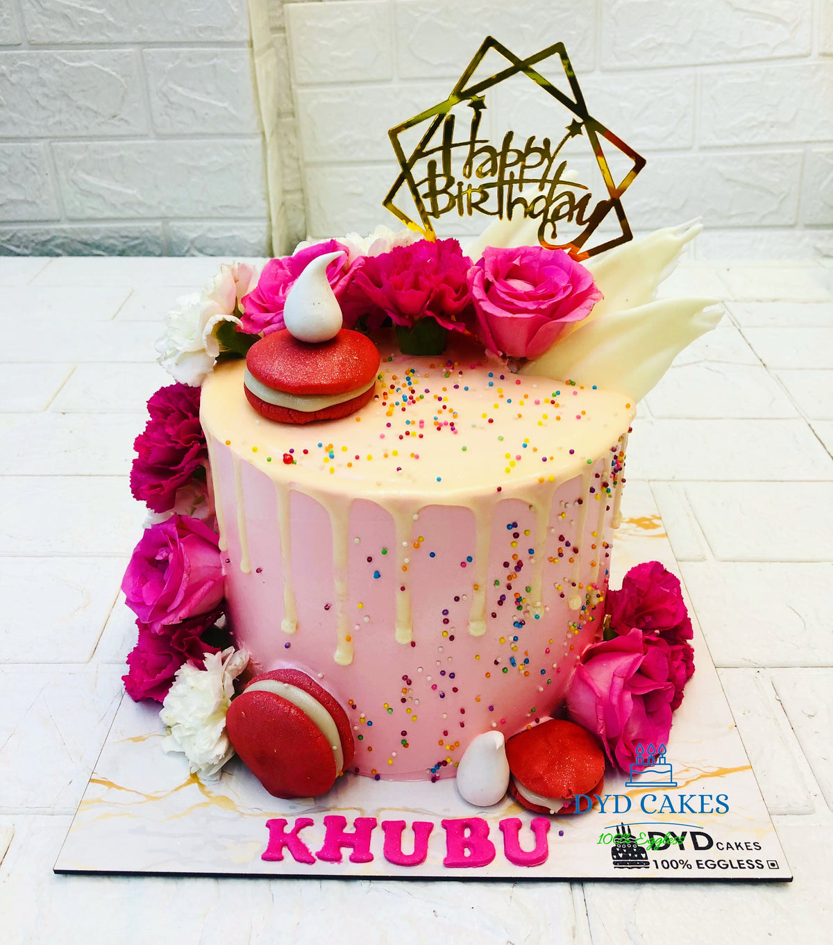 Elegant Flowers Birthday Cake