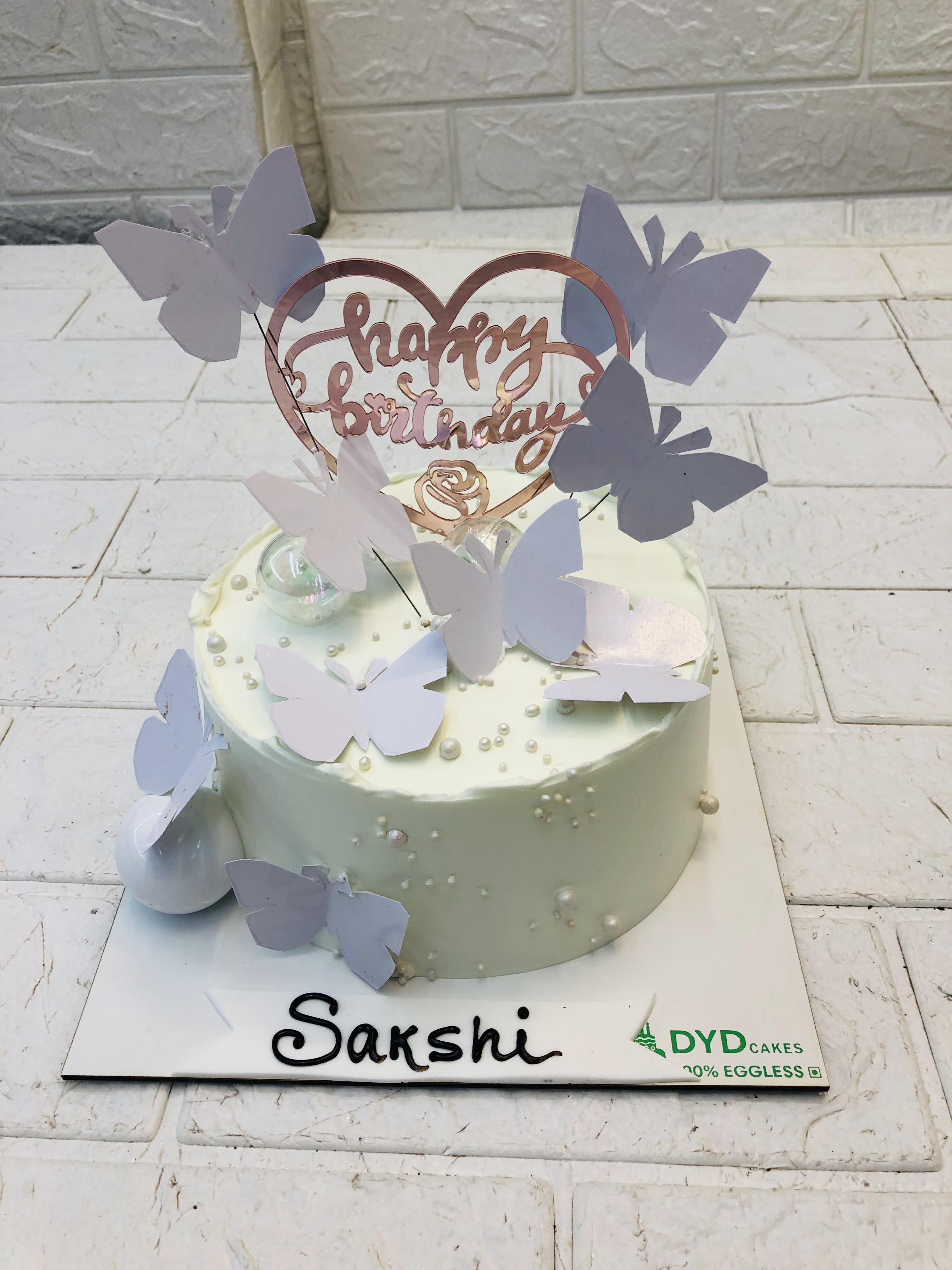 White Butterflies Aesthetic White Cake