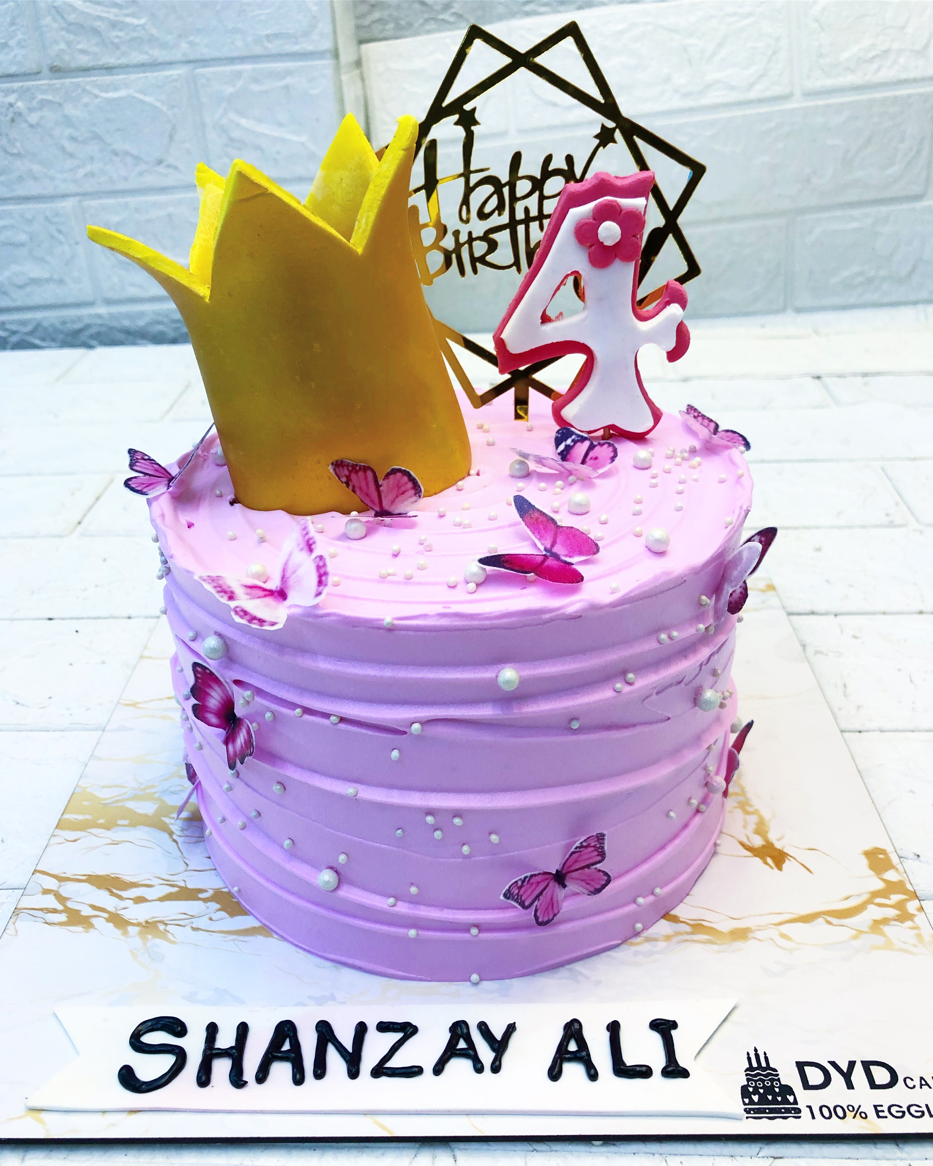 Golden Crown Theme Butterfly Cake